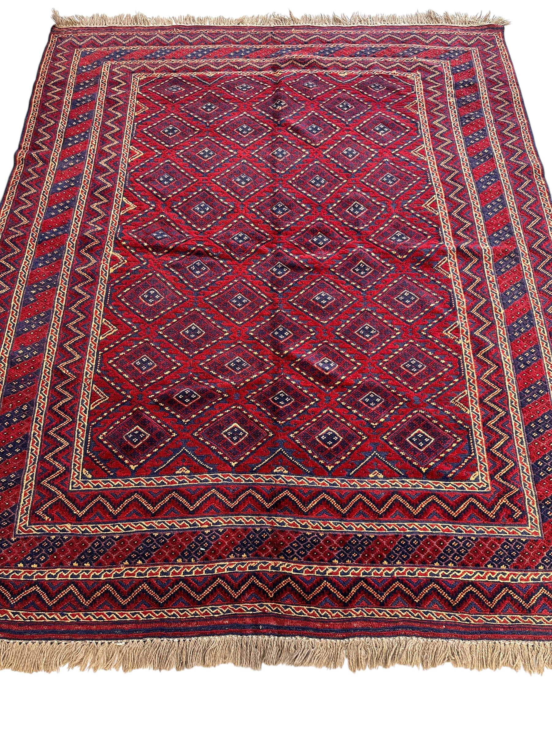 Hand-knotted Afghani Meshwani Wool Rug I Nakhunak Herati 5’1” x 6’3”