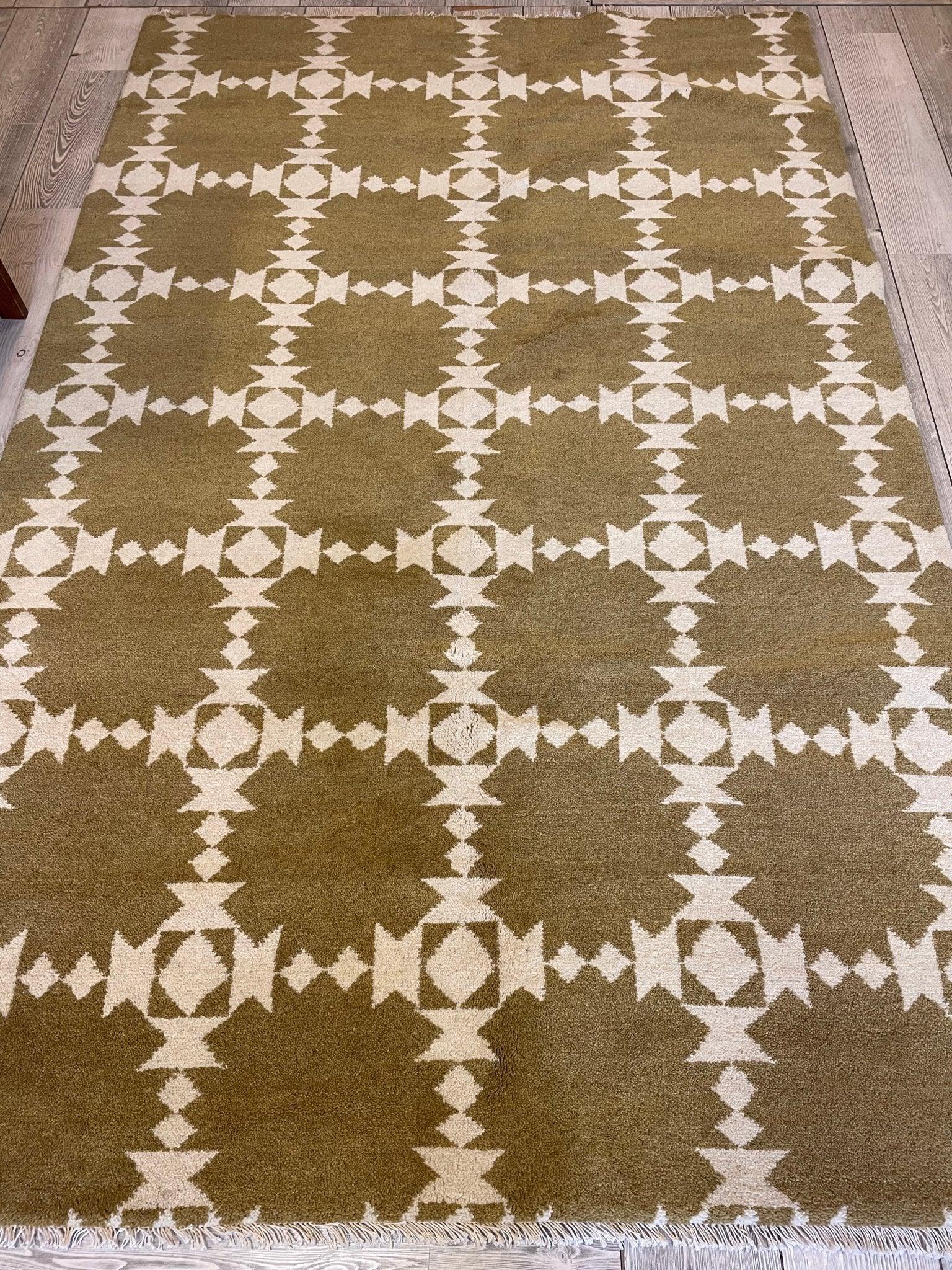 Hand Knotted Modern Geometric Rug 5'x8'