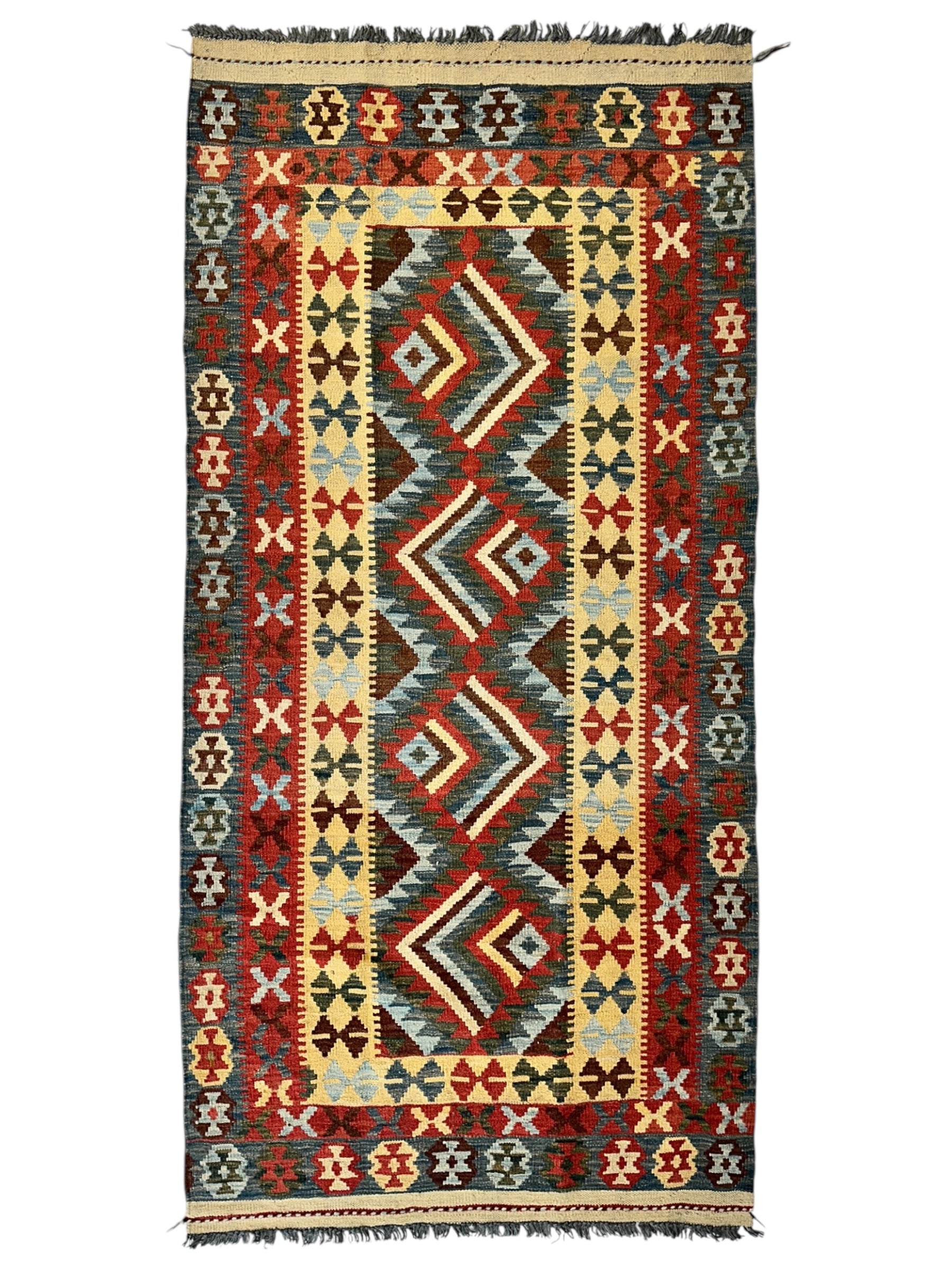 Afghani Maimana Kilim Wide Runner Rug 3’3” x 6’8”