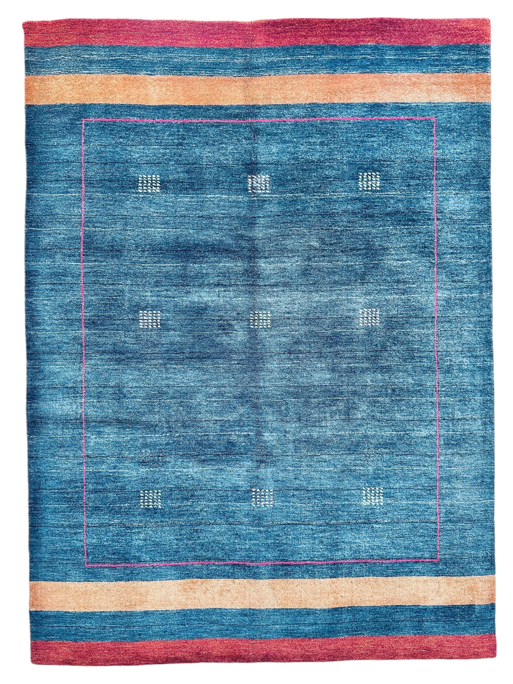 Hand-loomed Rectangle Abstract Glacial Blue Ice Blue Abstract Area Rugs, 4’11” x 6’9”