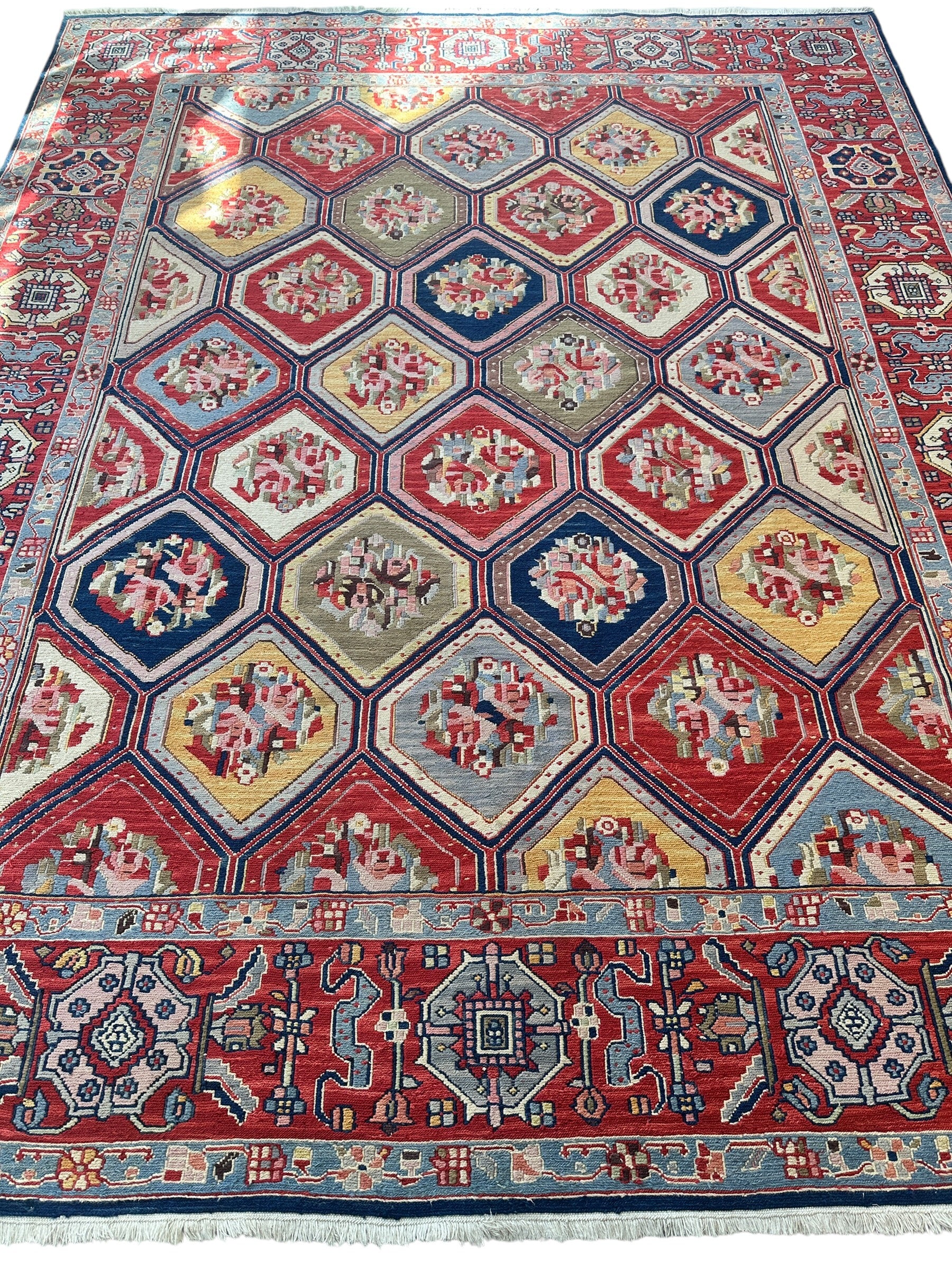 Handwoven Nourison Soumak SK43 Multicolor Area Rug – 7'8" x 9'11" – Professionally Cleaned