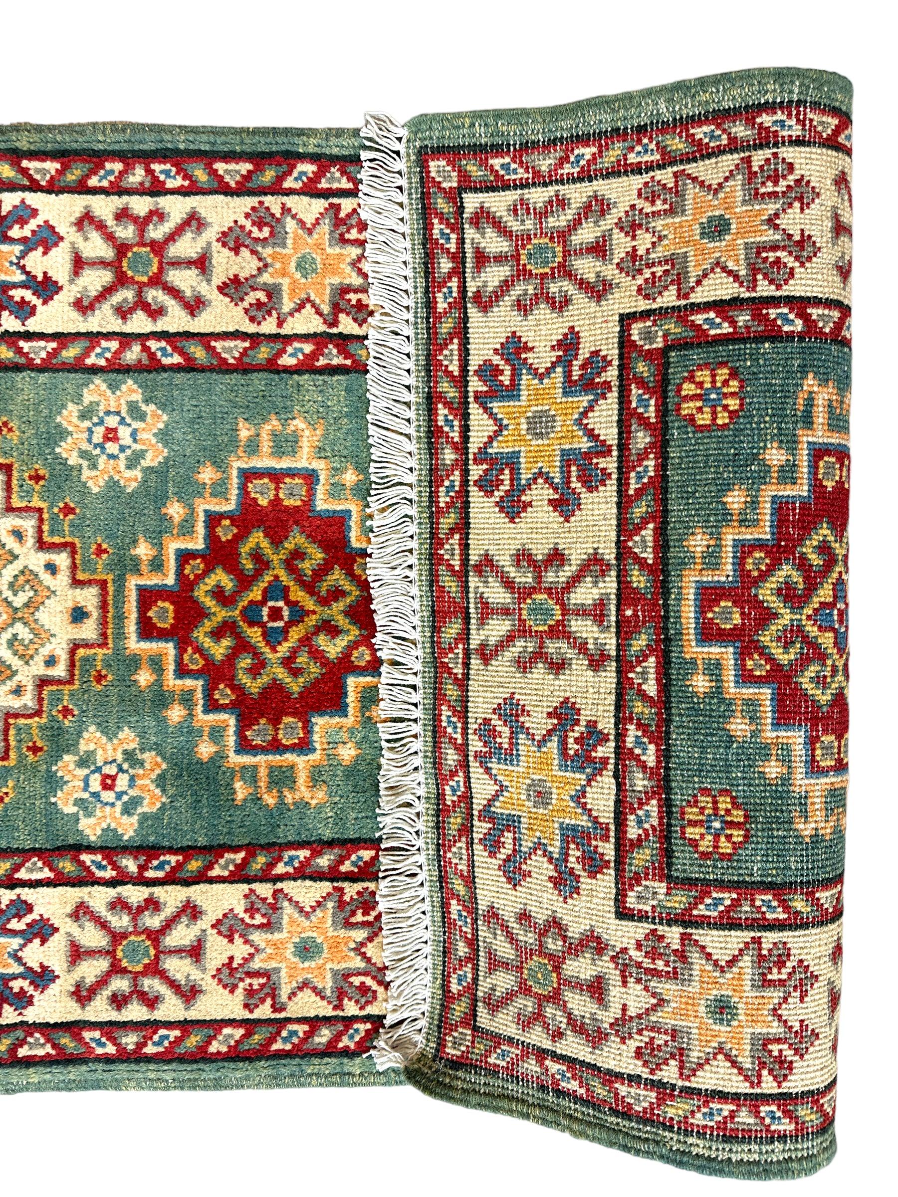 Hand-knotted Afghani Super Kazak Runner Rug 2’2” x 6’