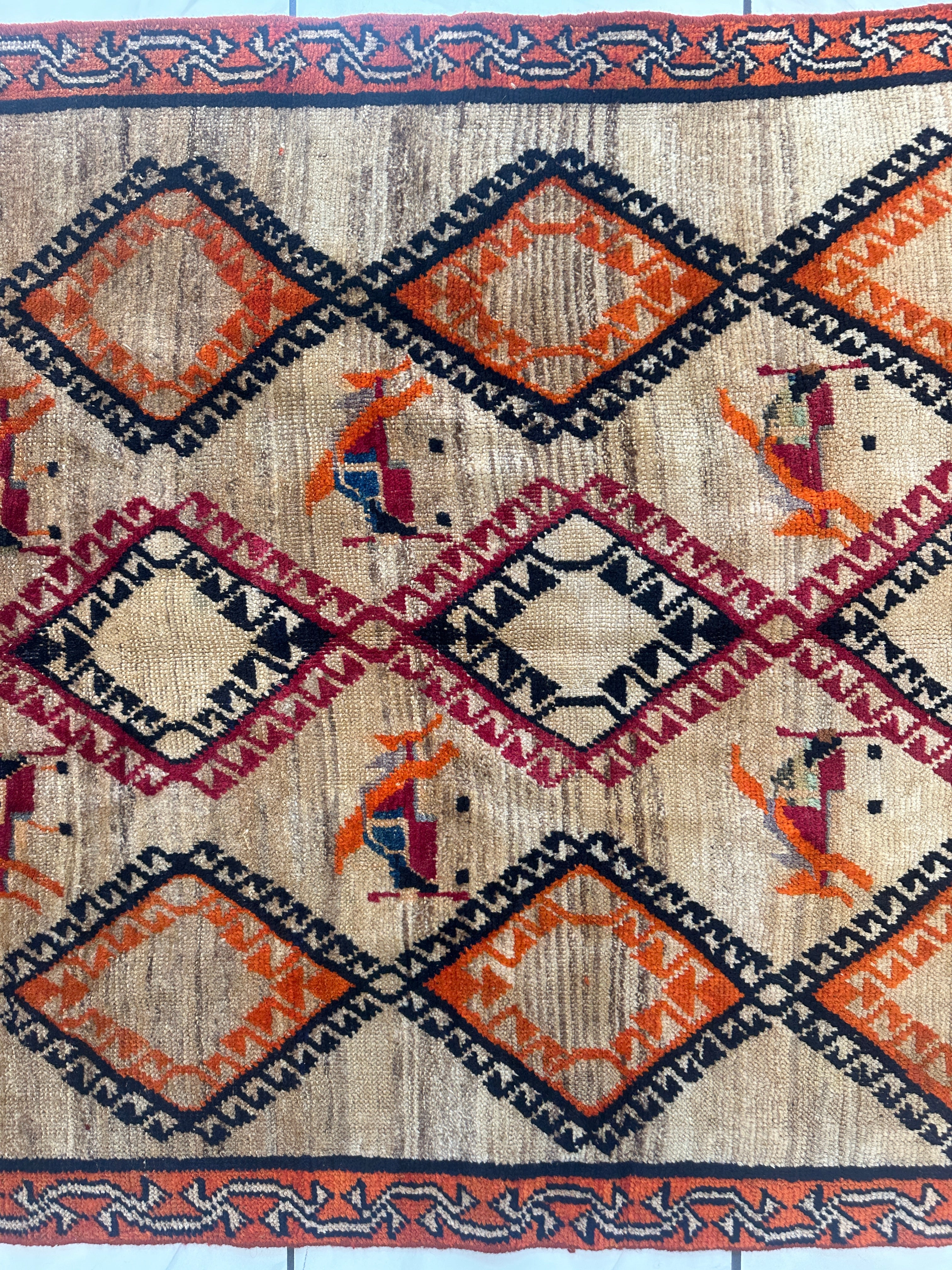 1950’s Gabbeh Qashqai Wool Rug 4’3” x 7’1”