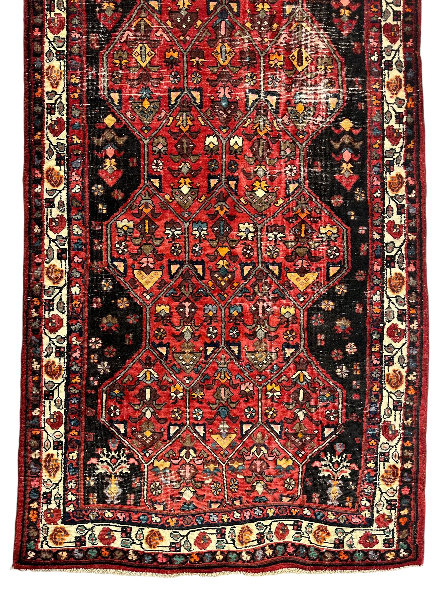 Vintage Persian Hosseinabad Runner Rug - 4’2” x 10’5” - Handwoven Wool, Circa 1950s