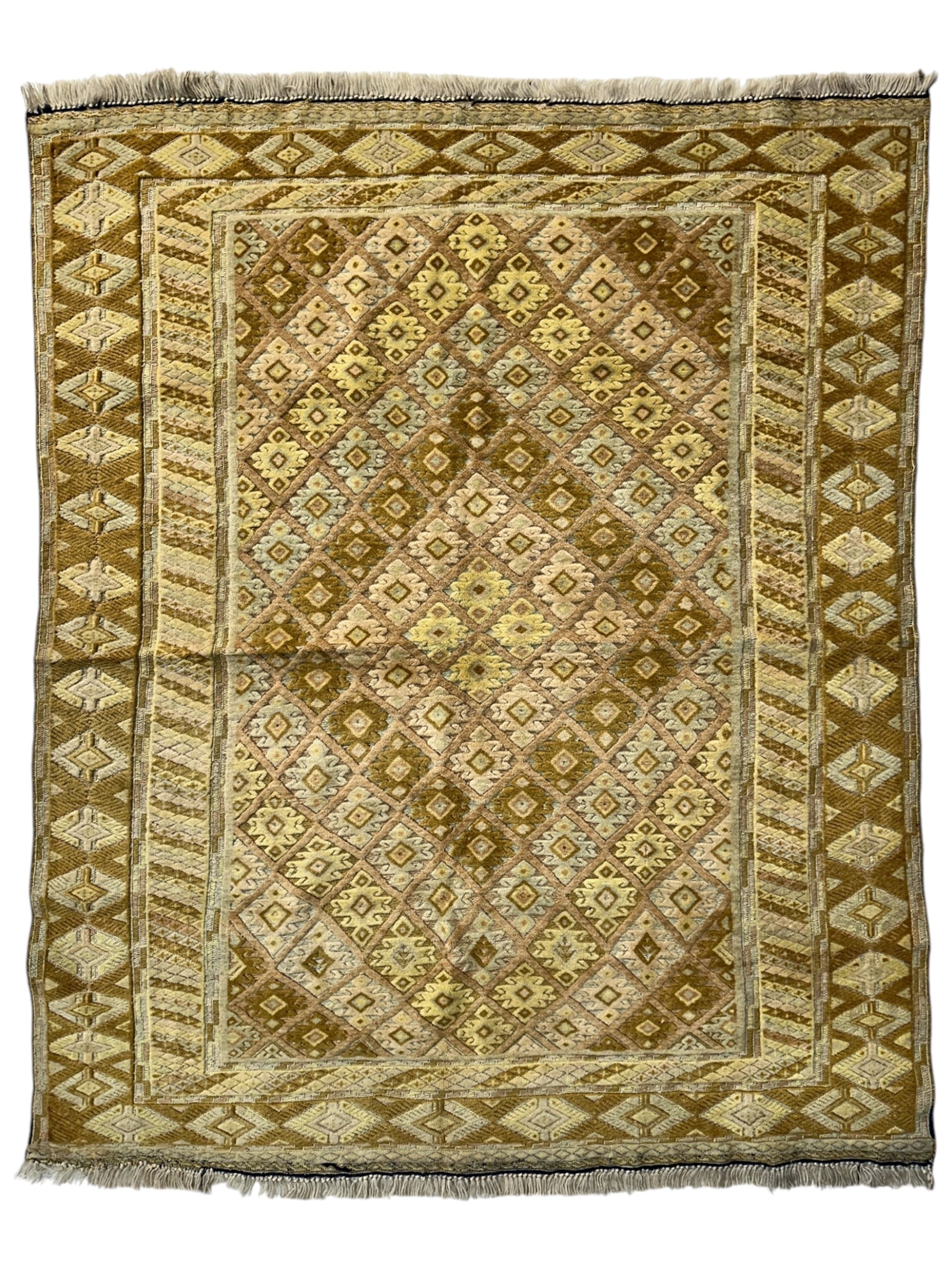 Hand-Knotted Afghani Nakhunak Wool Rug - 4' x 4'11"