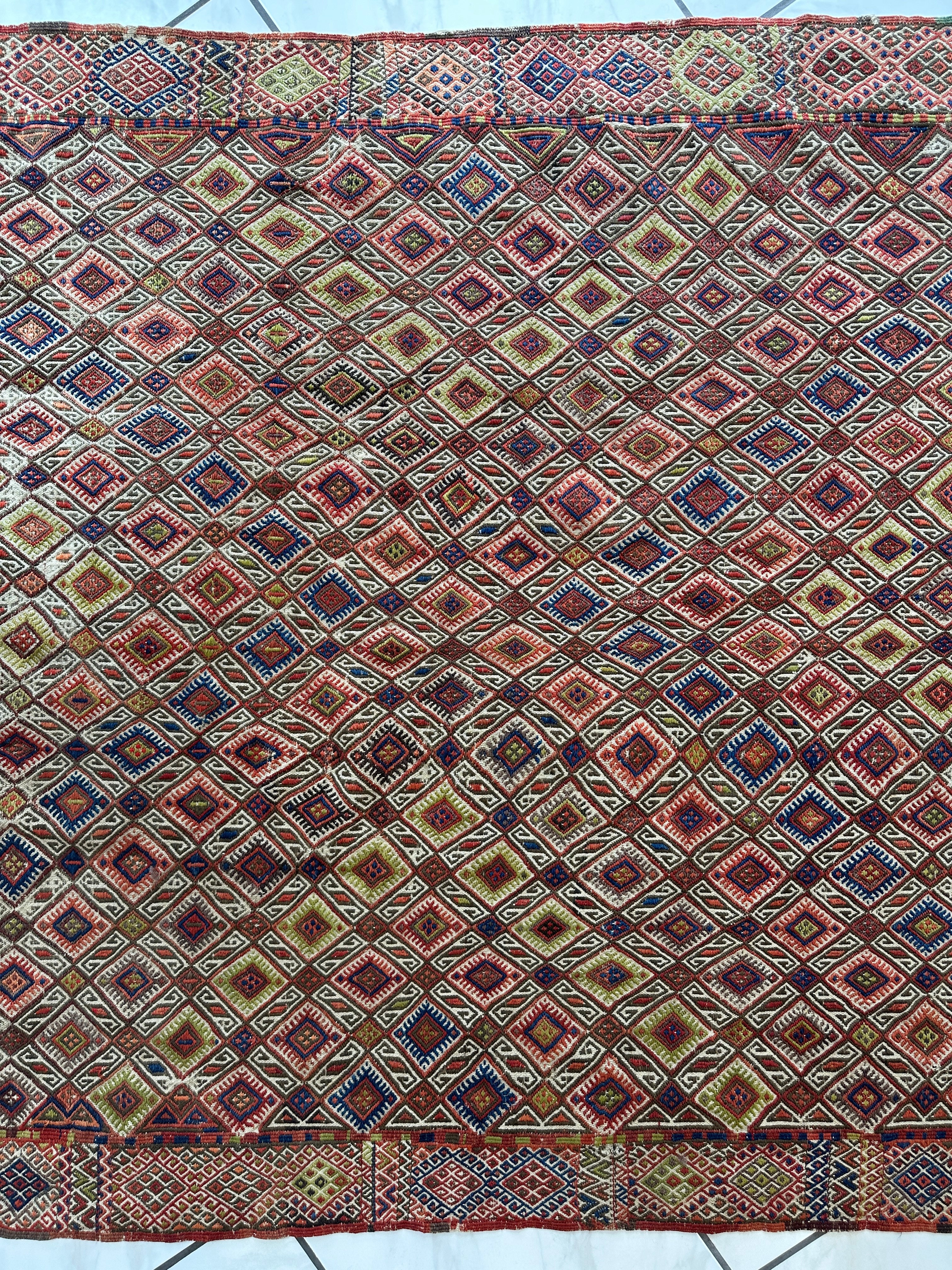 Antique Turkish Jajim Wool Rug 5’6” x 14’5”