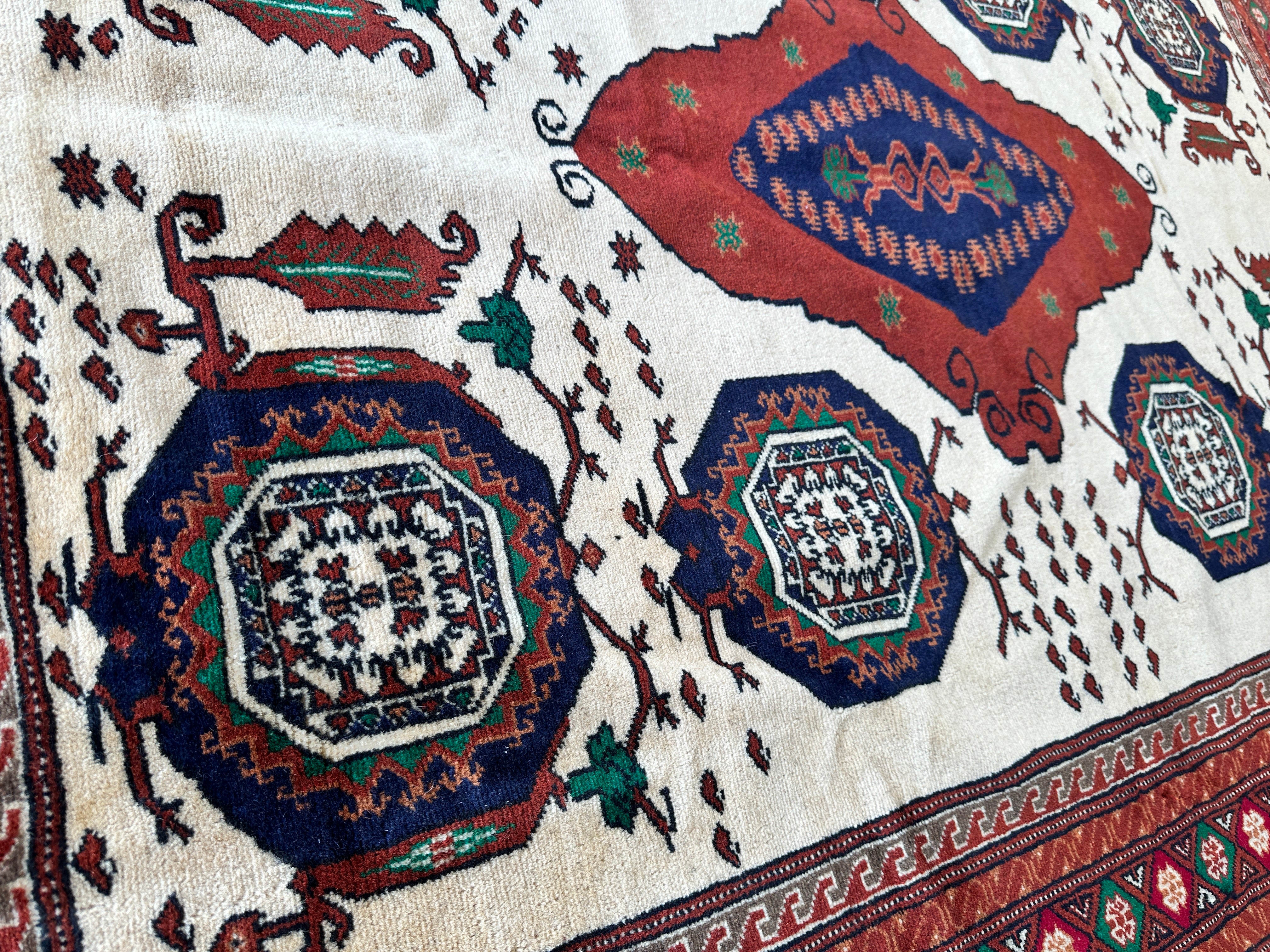 Hand-Knotted Afghani Kazak Wool Rug - 4'8" x 7'2"