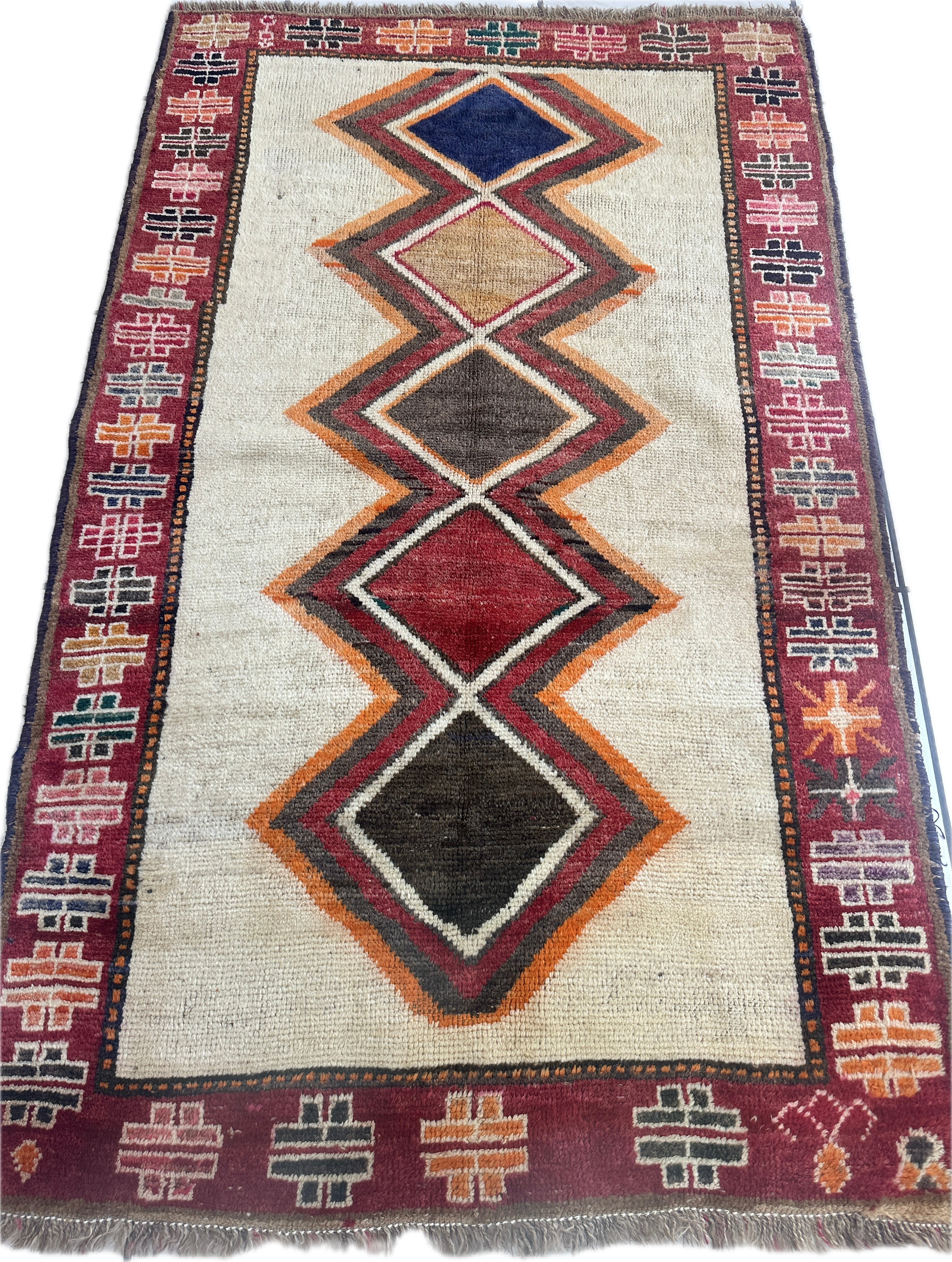 1950’s Gabbeh Qashqai Wool Rug 4’9” x 6’1”