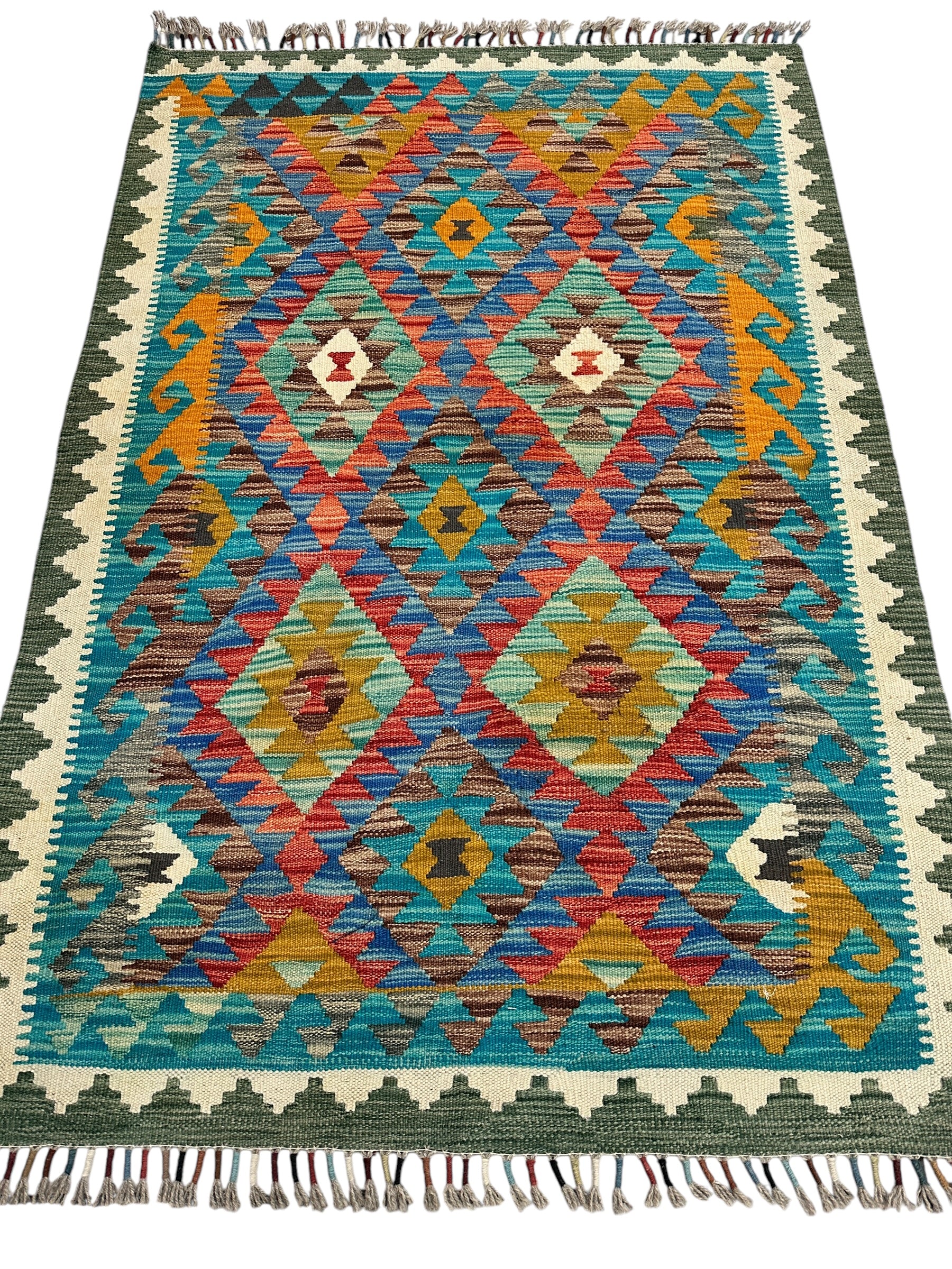 Afghani Maimana Wool Kilim Rug - 3'4" x 5'