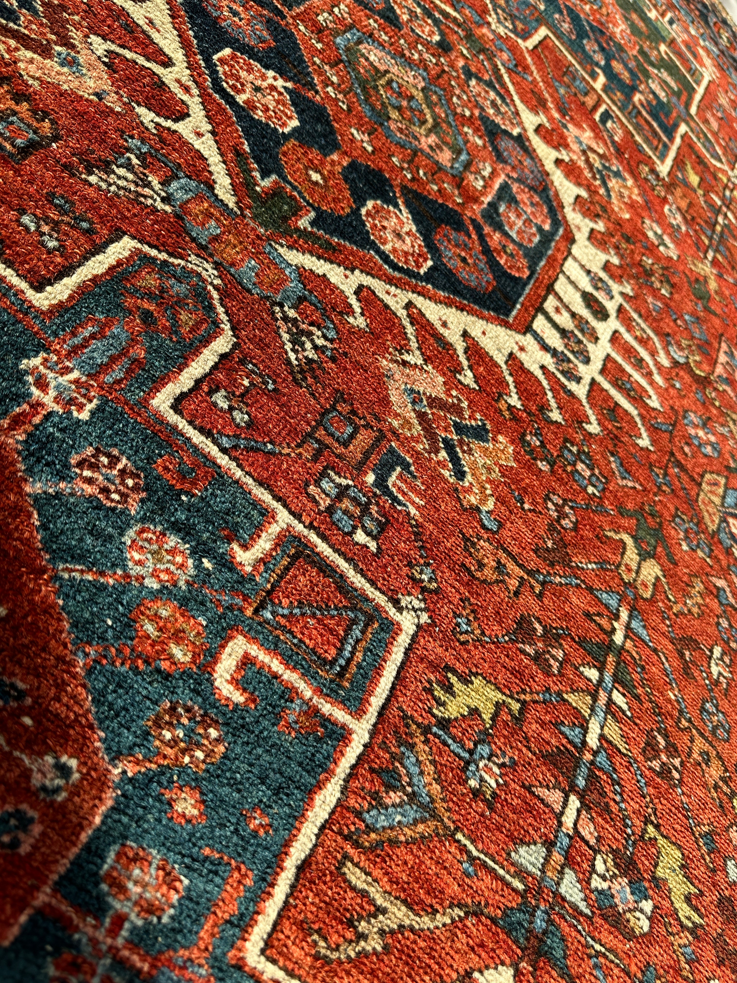 KARAJA Persian Antique Heriz Rug  4'9" x 6'