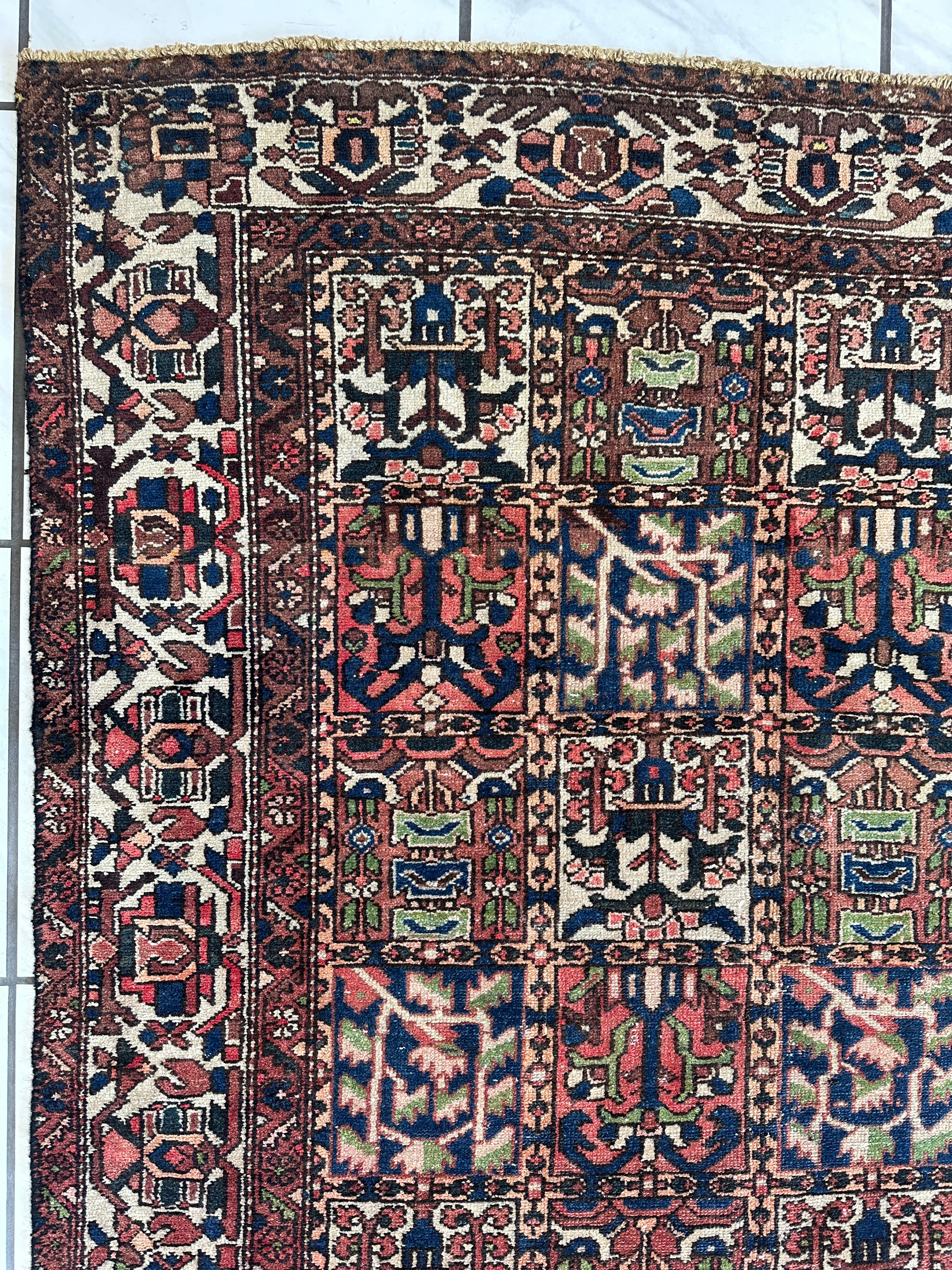 Antique Persian Bakhtiari Garden Design" aka "4 Seasons Rug" | 5’4” x 9’7”