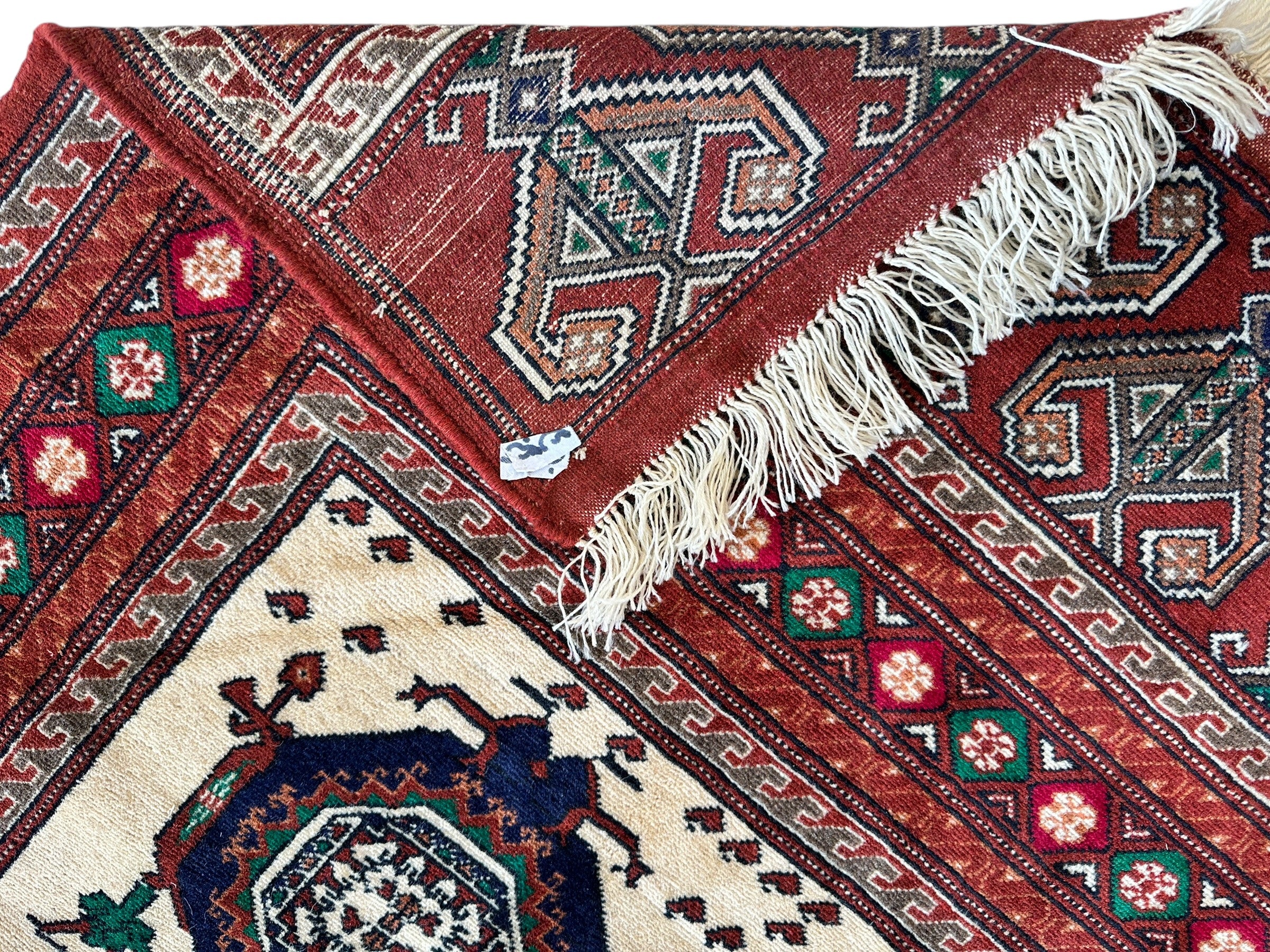 Hand-Knotted Afghani Kazak Wool Rug - 4'8" x 7'2"