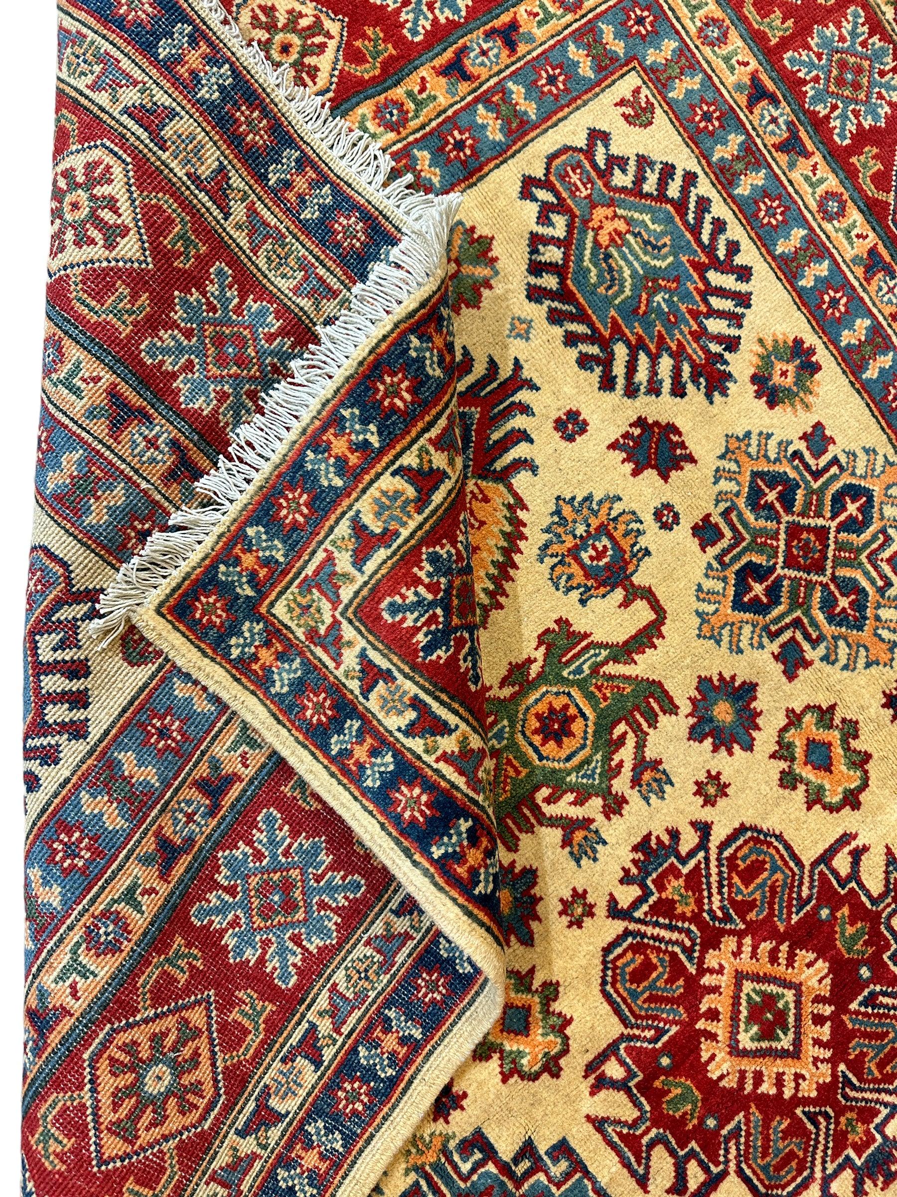 Fine Hand Knotted Afghani Super Kazak Rug 5 x 7