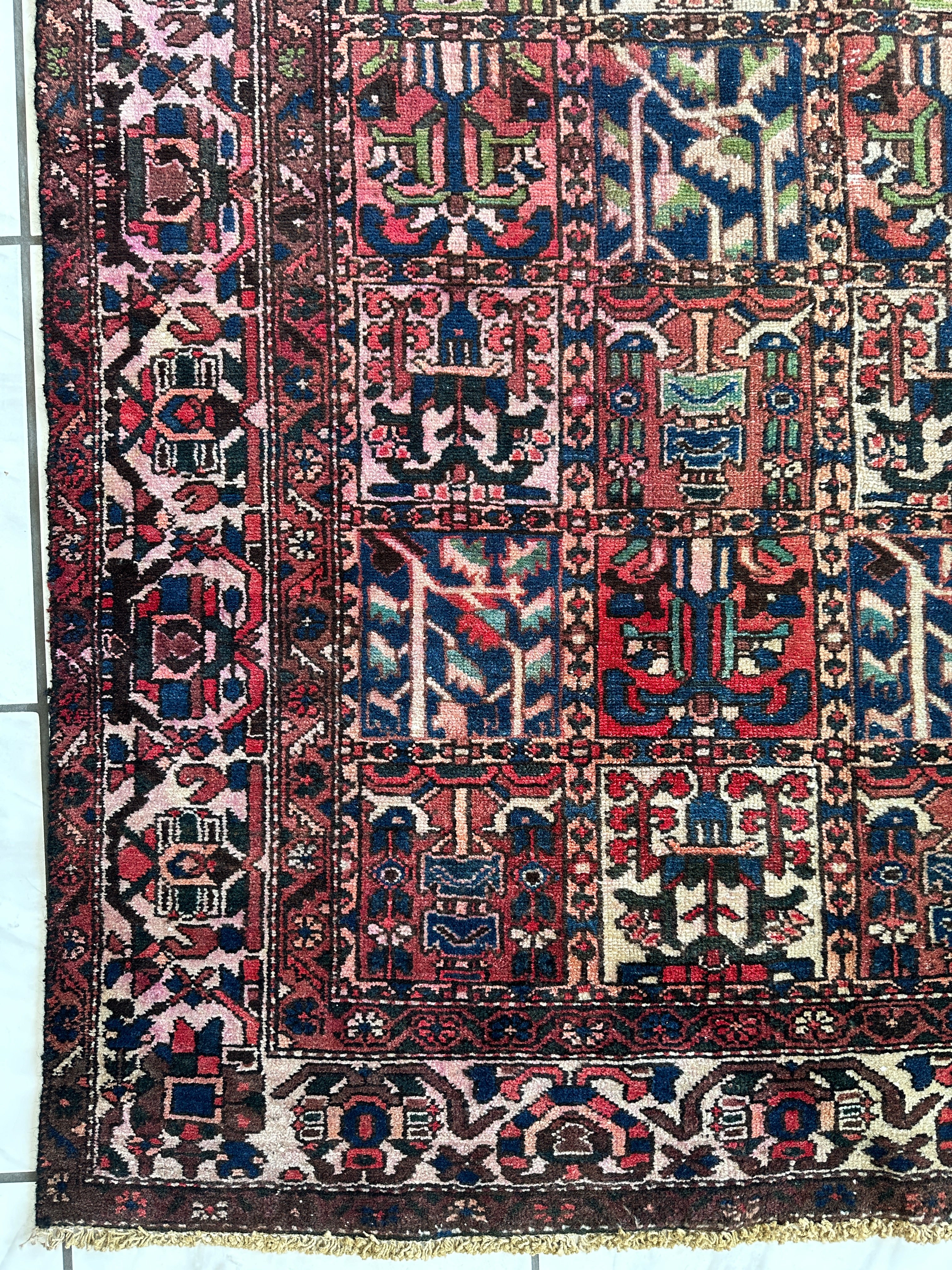 Antique Persian Bakhtiari Garden Design" aka "4 Seasons Rug" | 5’4” x 9’7”