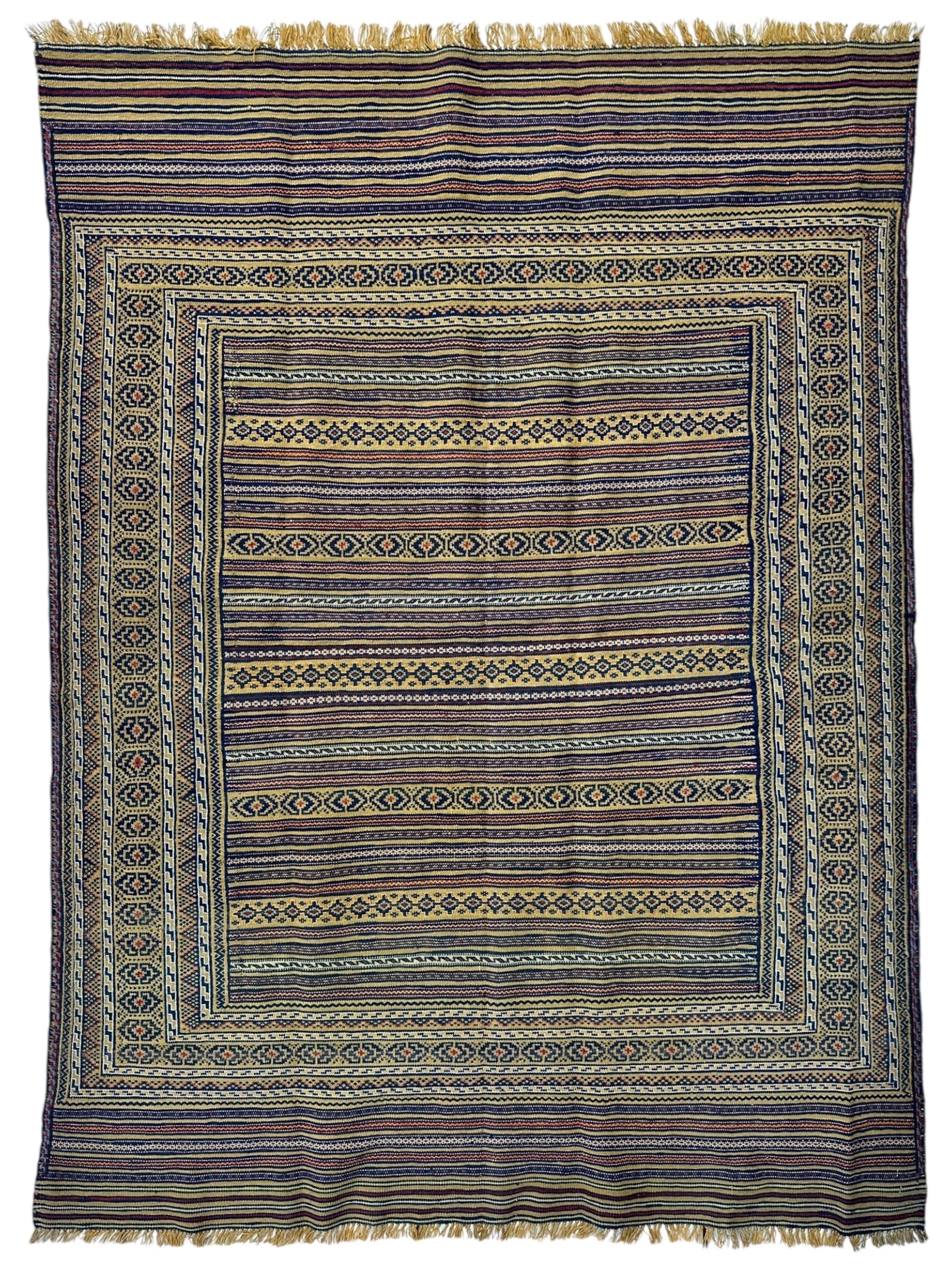 Hand-Woven Afghani Maliki Wool Kilim Rug - 4'5" x 6'