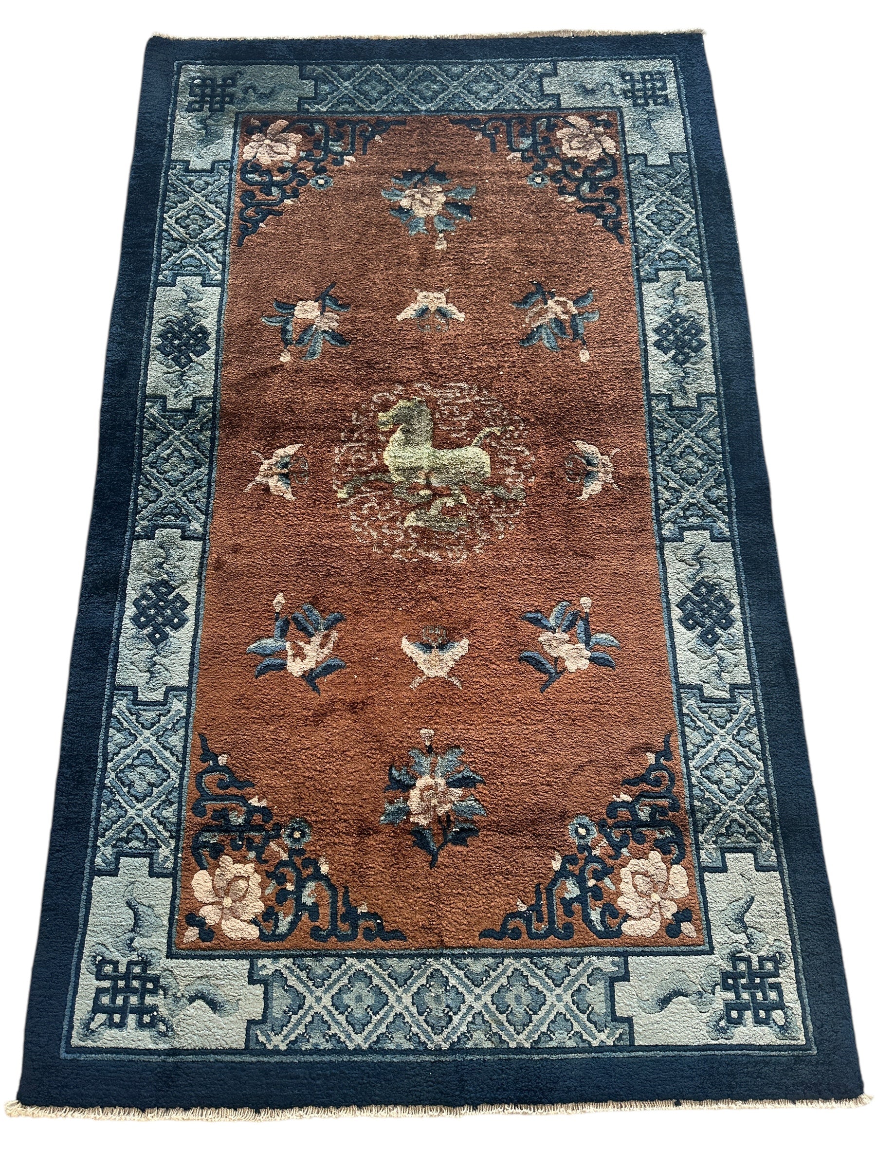 Hand-Knotted Chinese Silk Peking Rug – 3’ x 5’ – Luxurious Floral Design