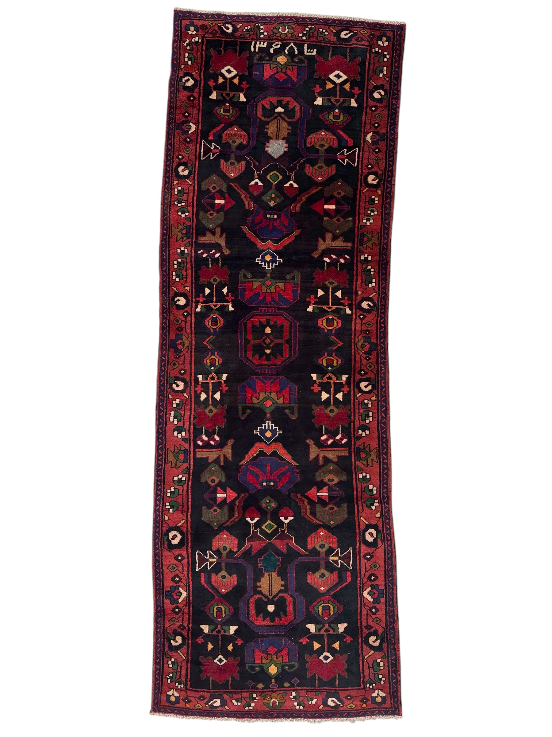 Hand-Knotted Persian Hamadan Runner - 3'6" x 10' | Tribal Wool Rug