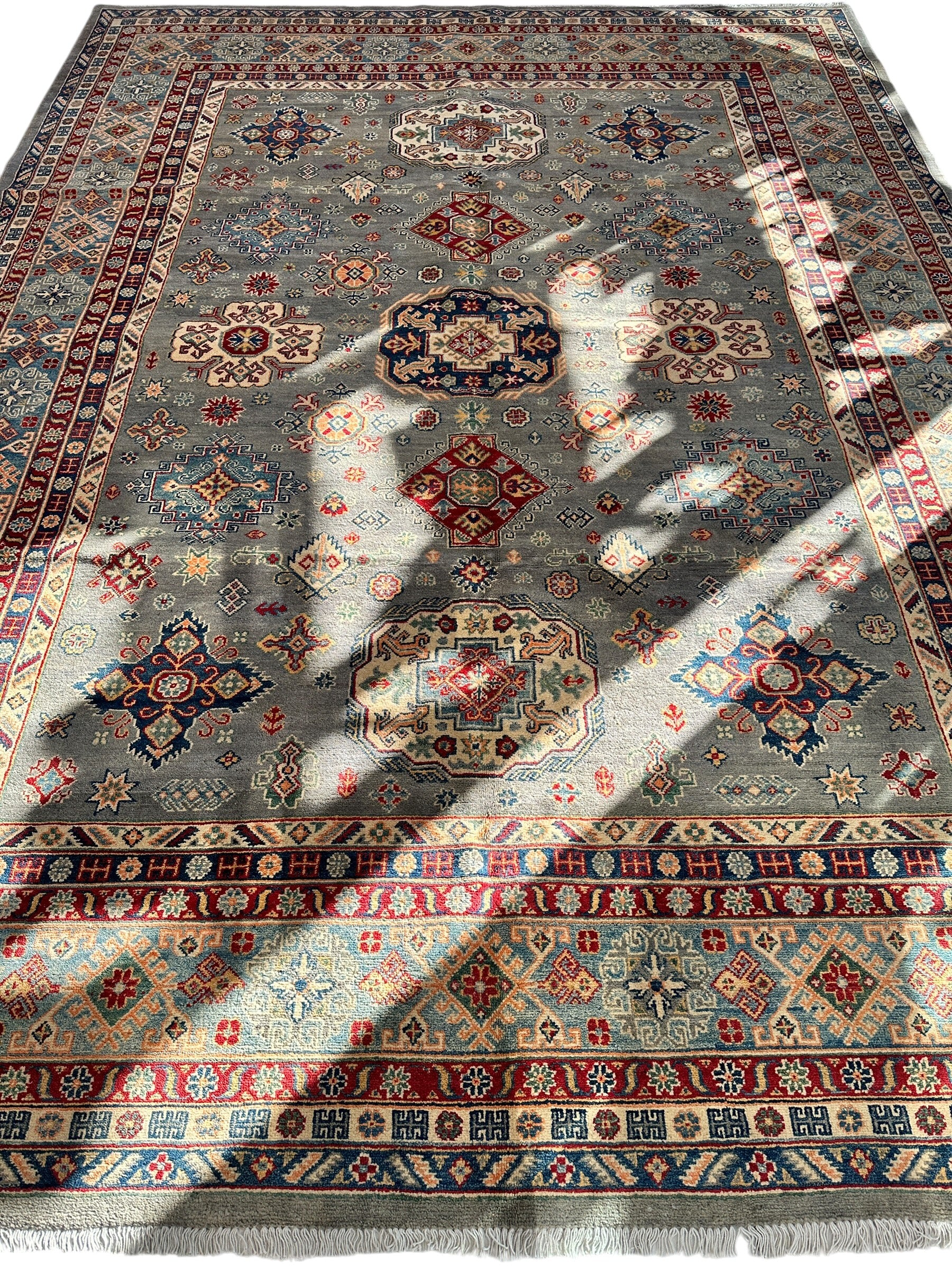 Hand-Knotted Afghani Kazak Wool Rug 8’11” x 11’10”