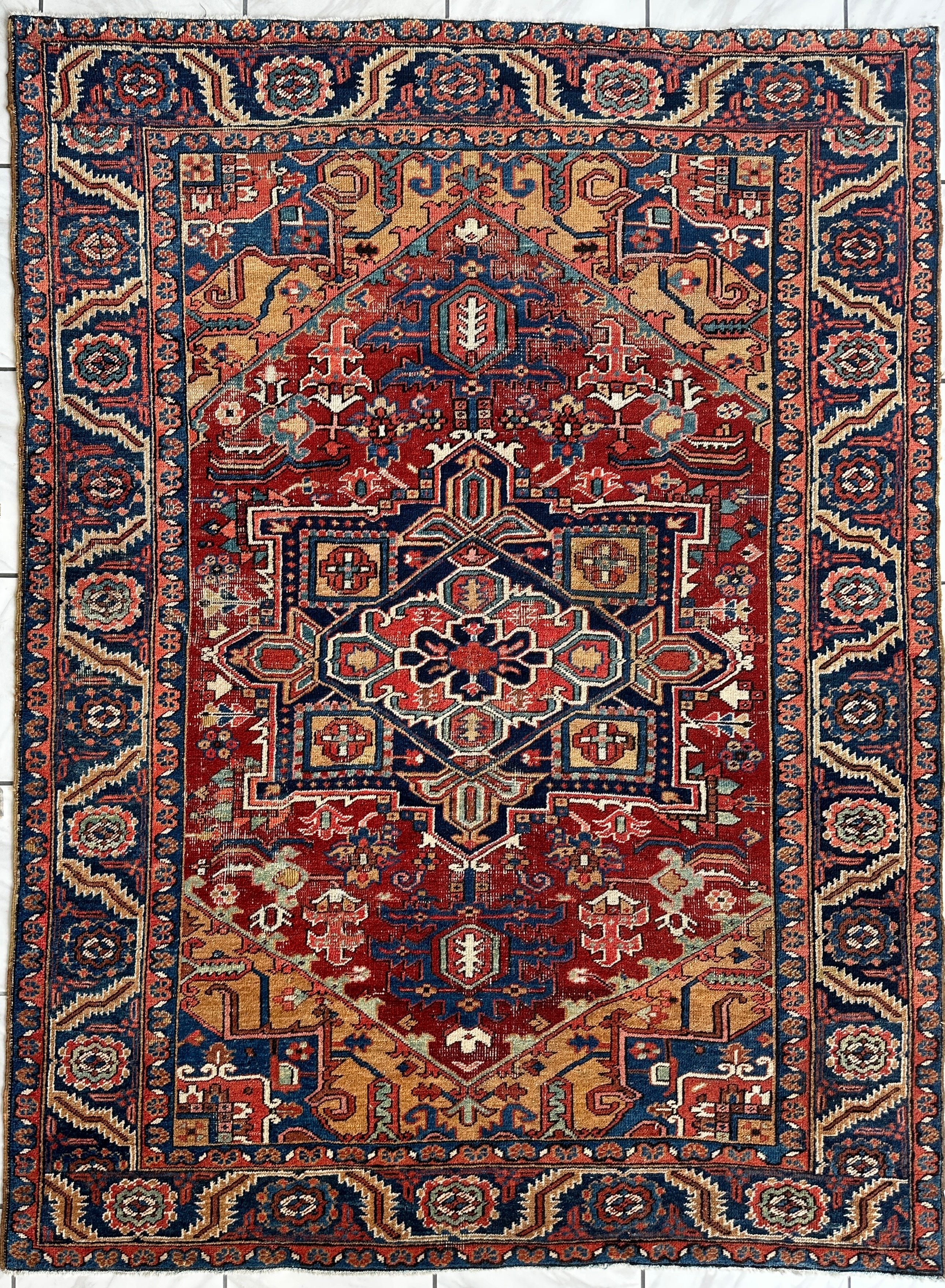 Antique Persian Herize Area Rug 6’10” x 9’1”