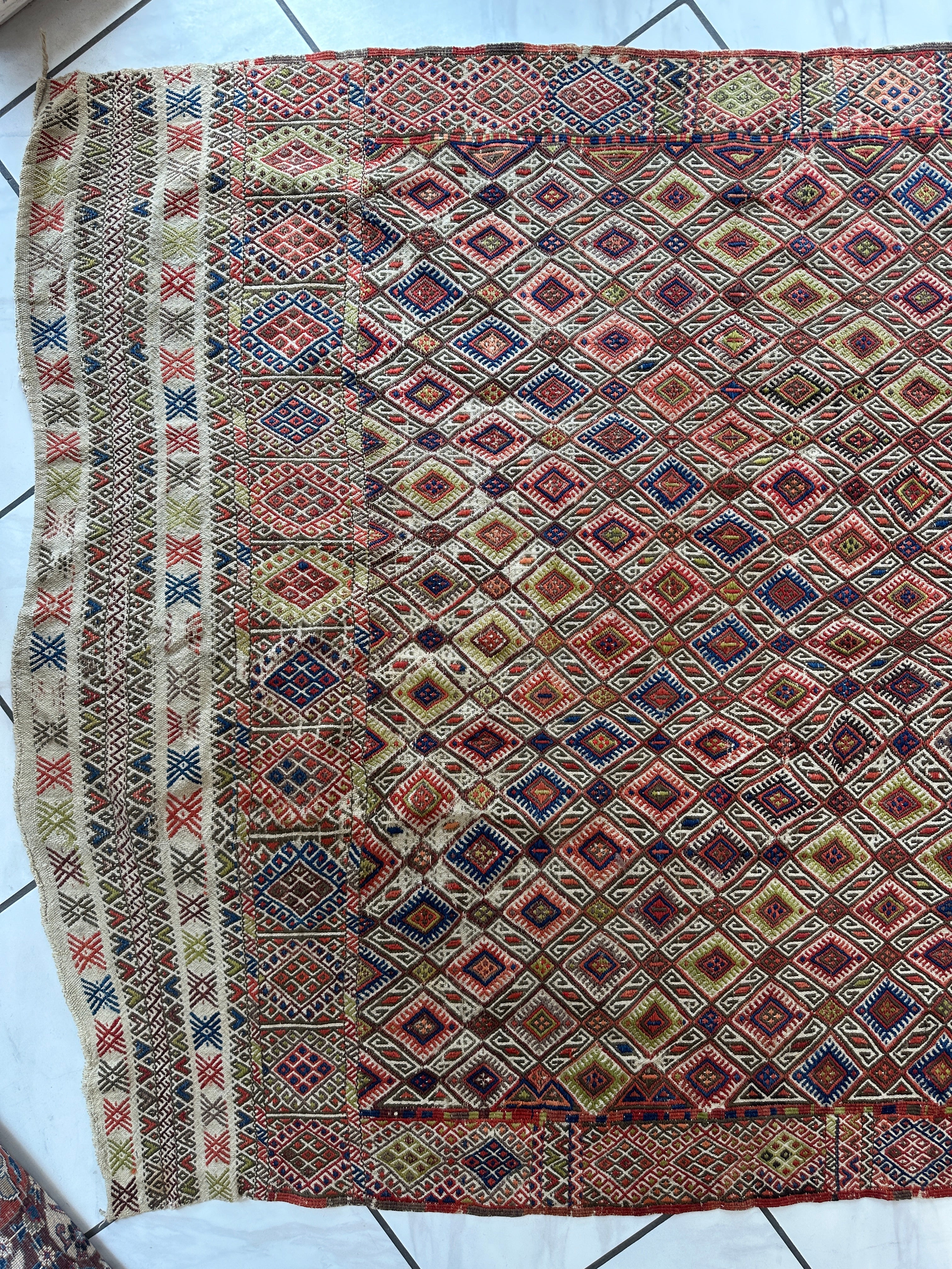 Antique Turkish Jajim Wool Rug 5’6” x 14’5”