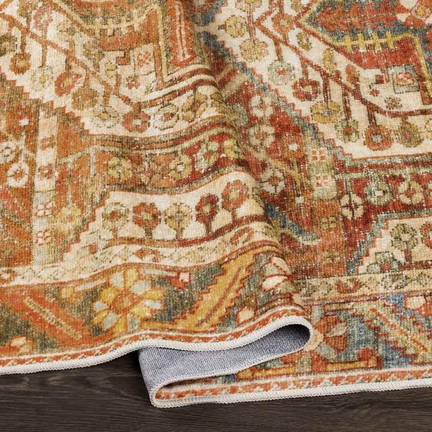 St David Global Burnt Orange Washable Area Rug