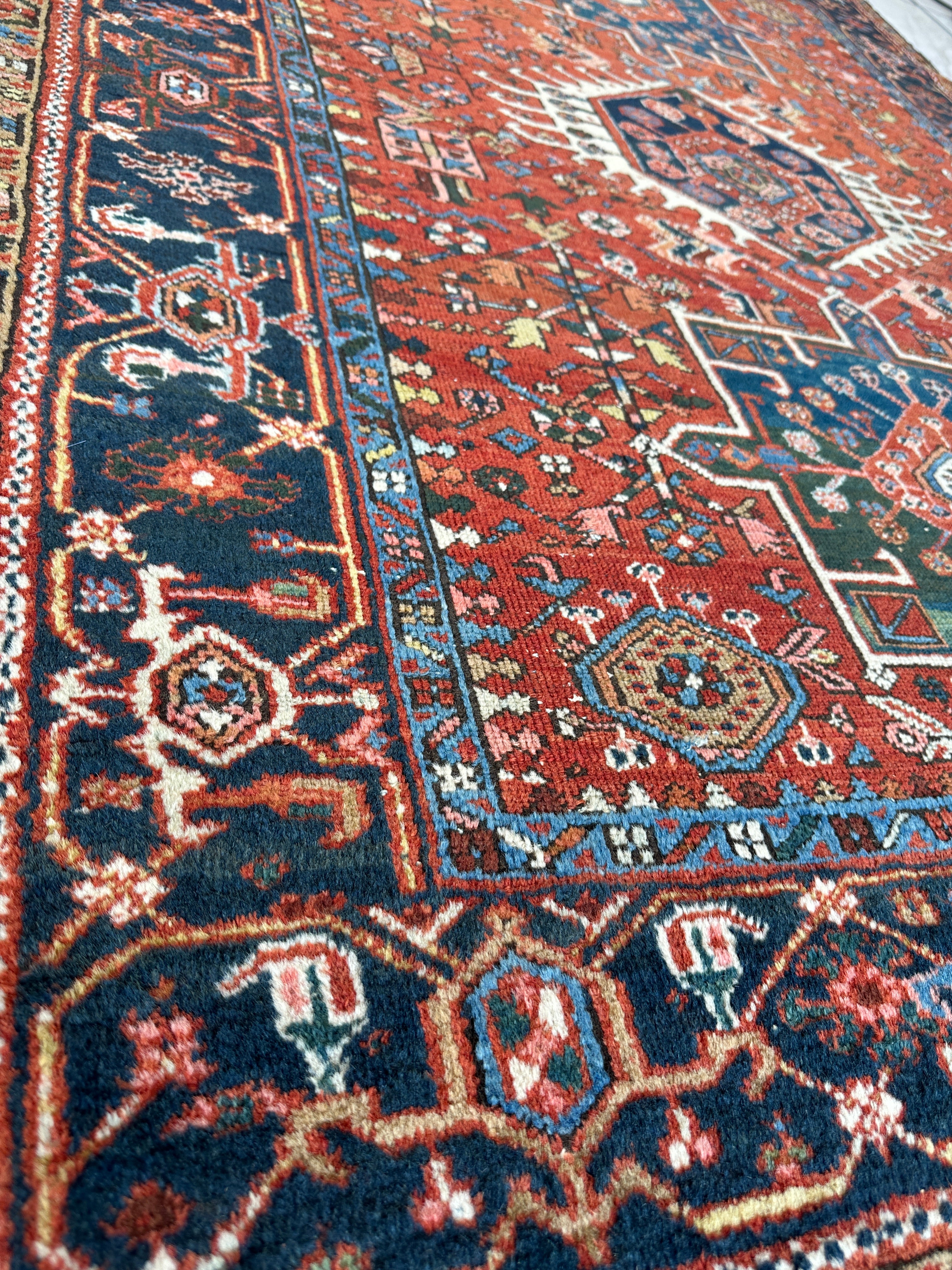 KARAJA Persian Antique Heriz Rug  4'9" x 6'