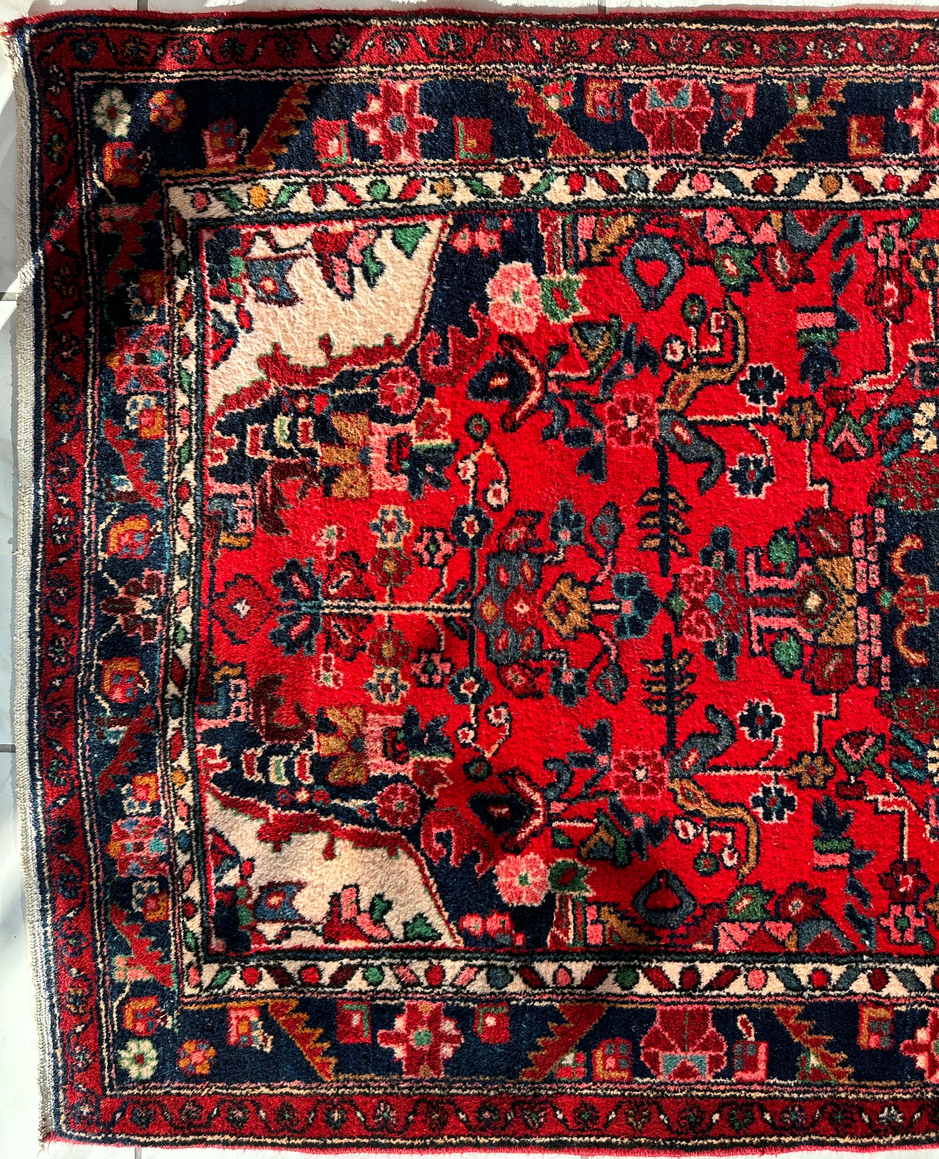 Hand-knotted Persian Hamadan wool Rug 3’8” x 6’4”