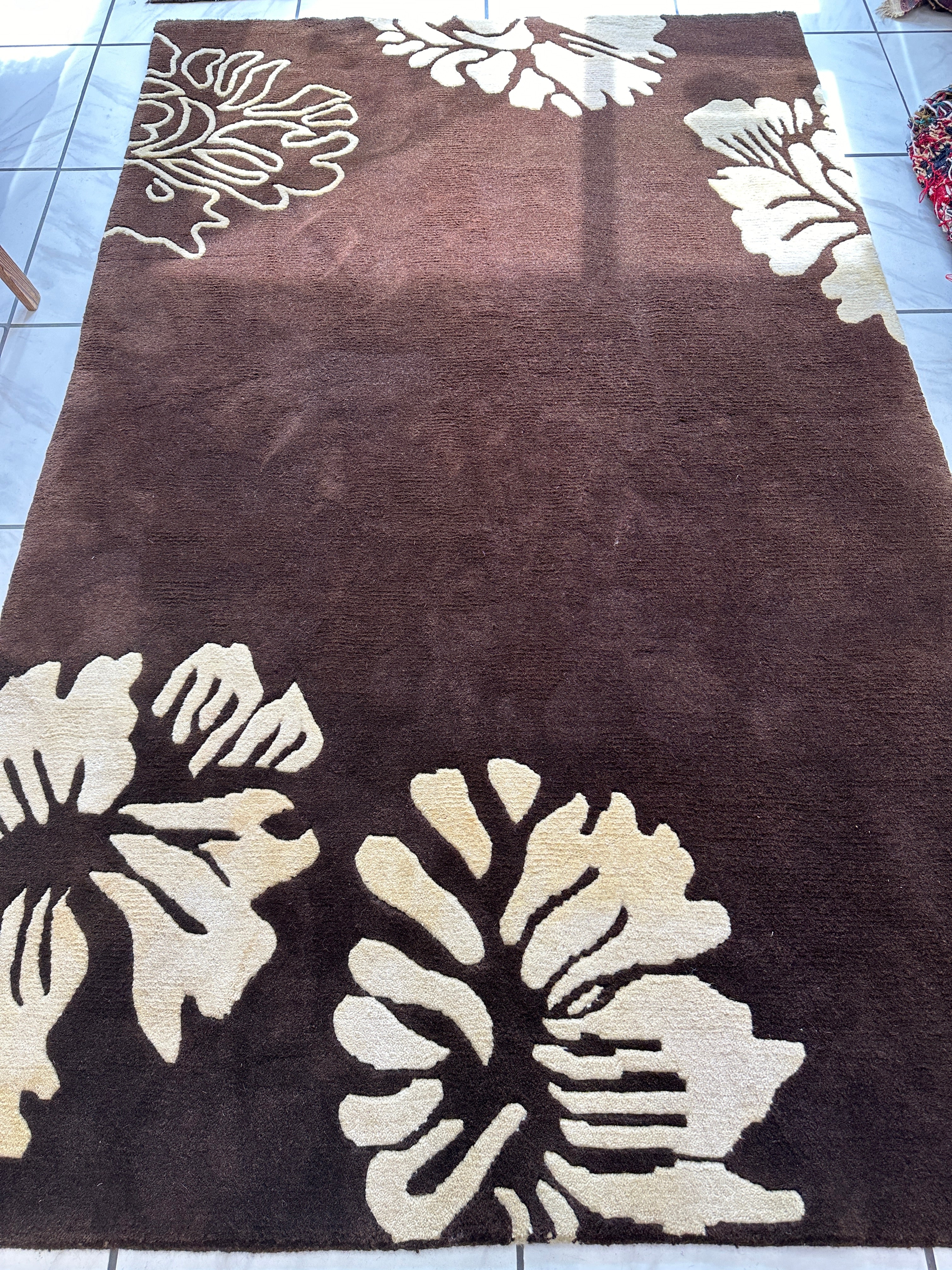 Thick Handwoven Wool Rug 5’1” x 8’2”