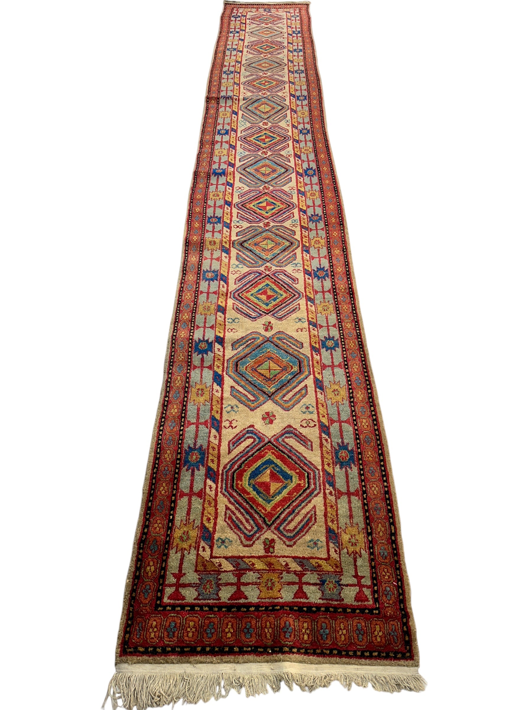 Antique Persian Lambran Runner Rug - 2'5" x 15'7" - Handwoven Wool, Circa 1930s