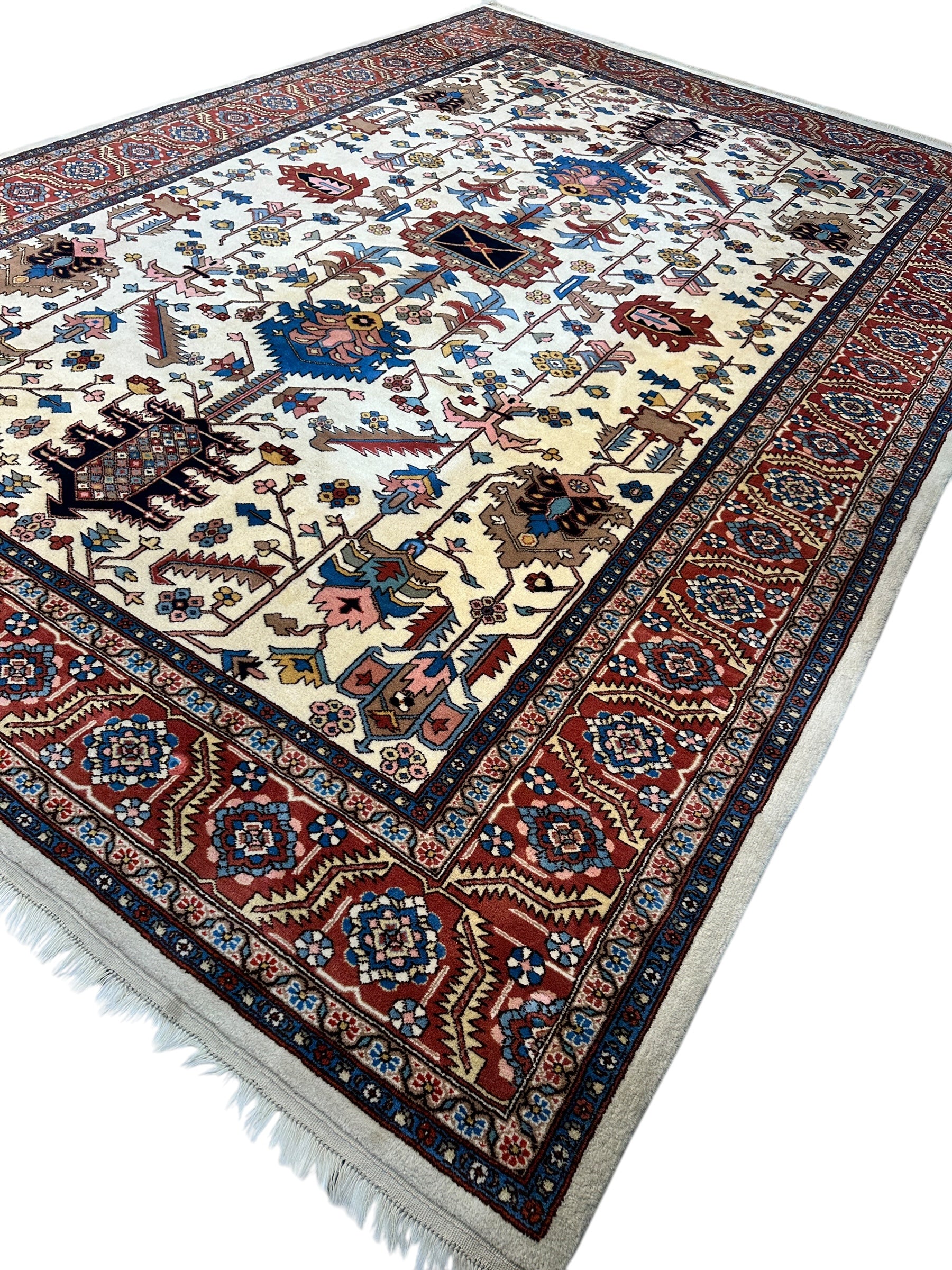 Hand-Knotted Vintage Afghani Serapi Wool Rug – 10'10" x 15'10" – Elegant Traditional Area Rug