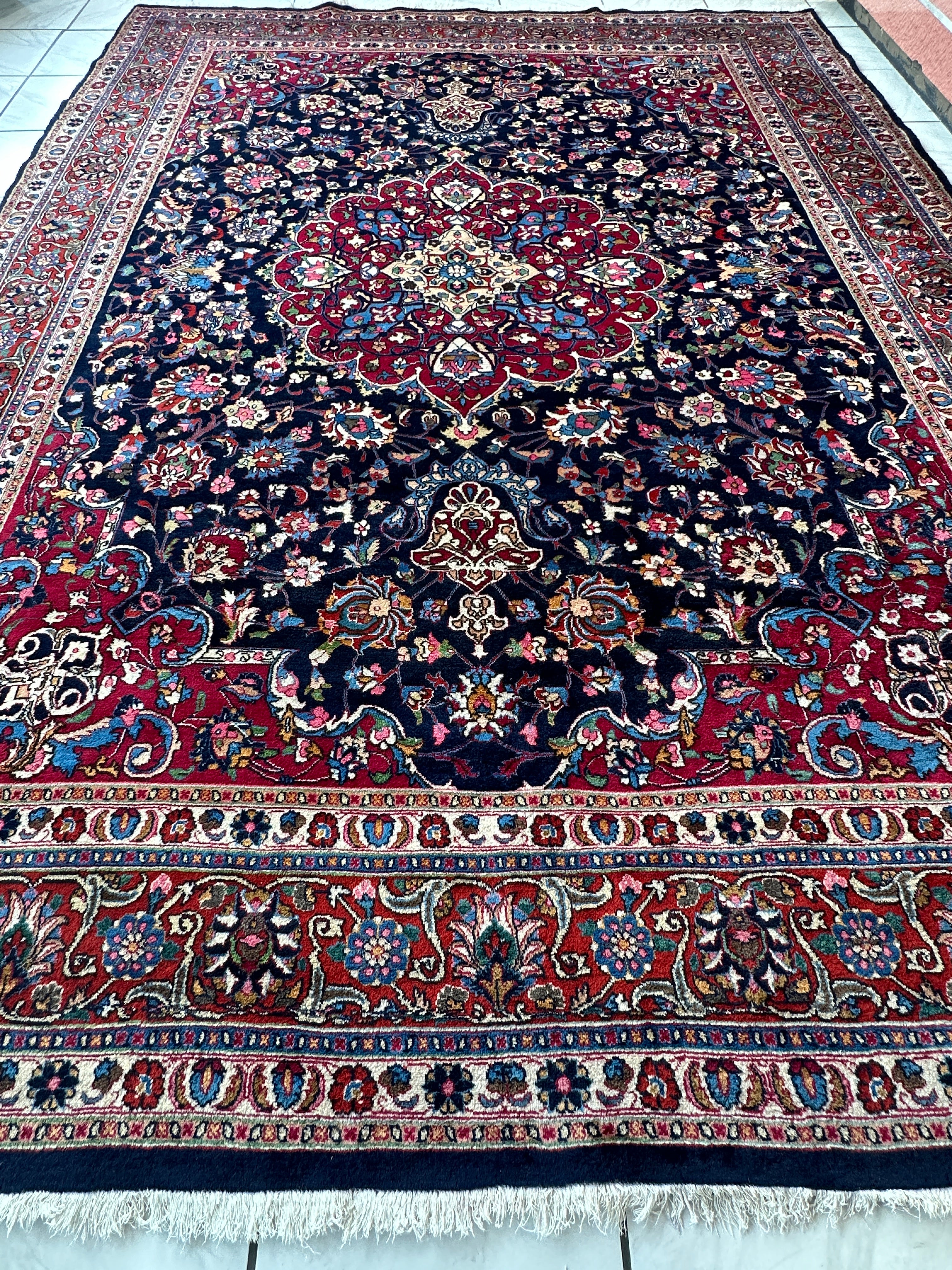 Persian Mashhad Hand Knotted Wool Area Rug 9’9” x 13’3”