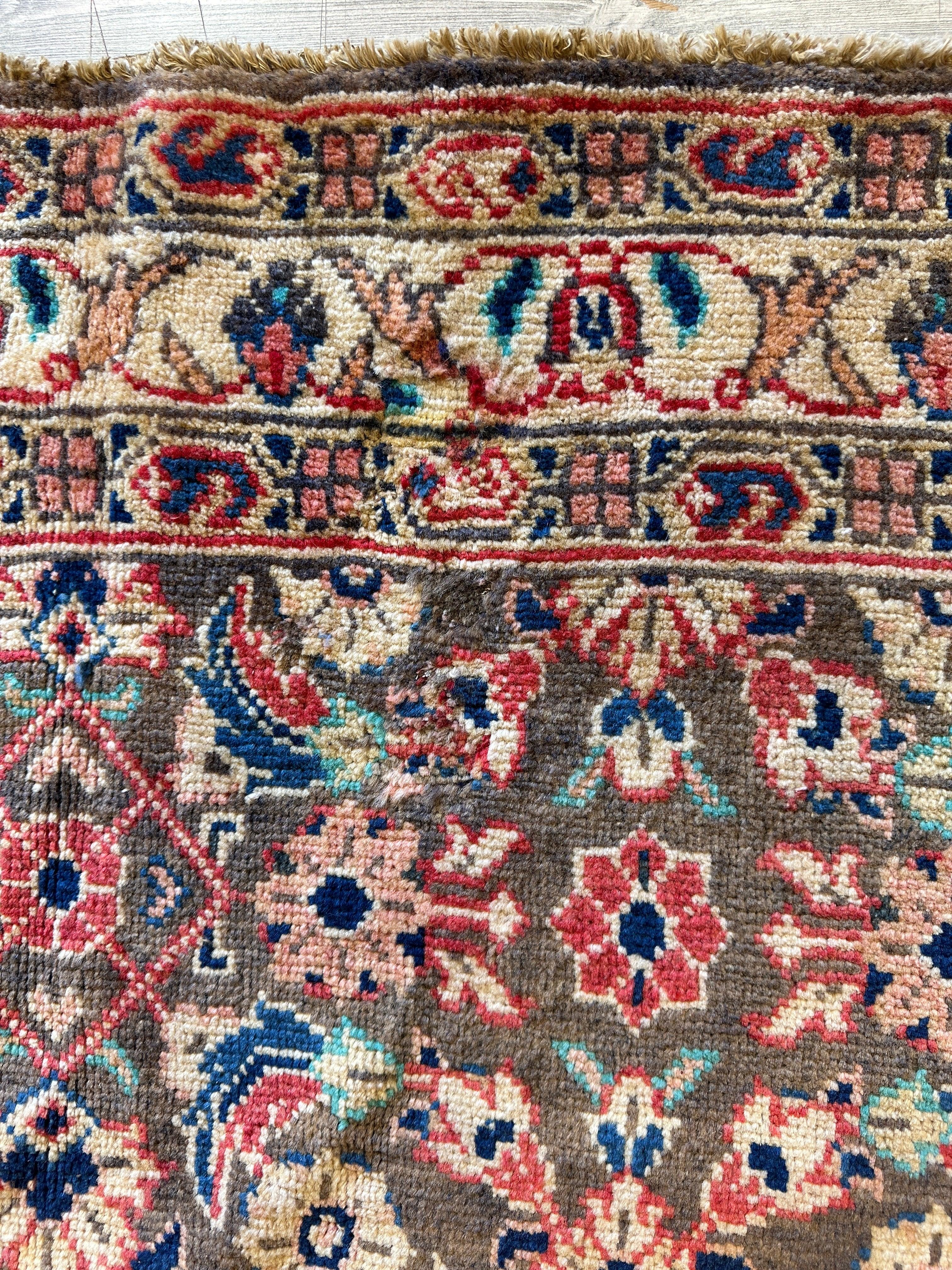 Vintage Hand-knotted Persian Bakhtiari Rug Circa 19240’s Wool 6’8” x 9’9”