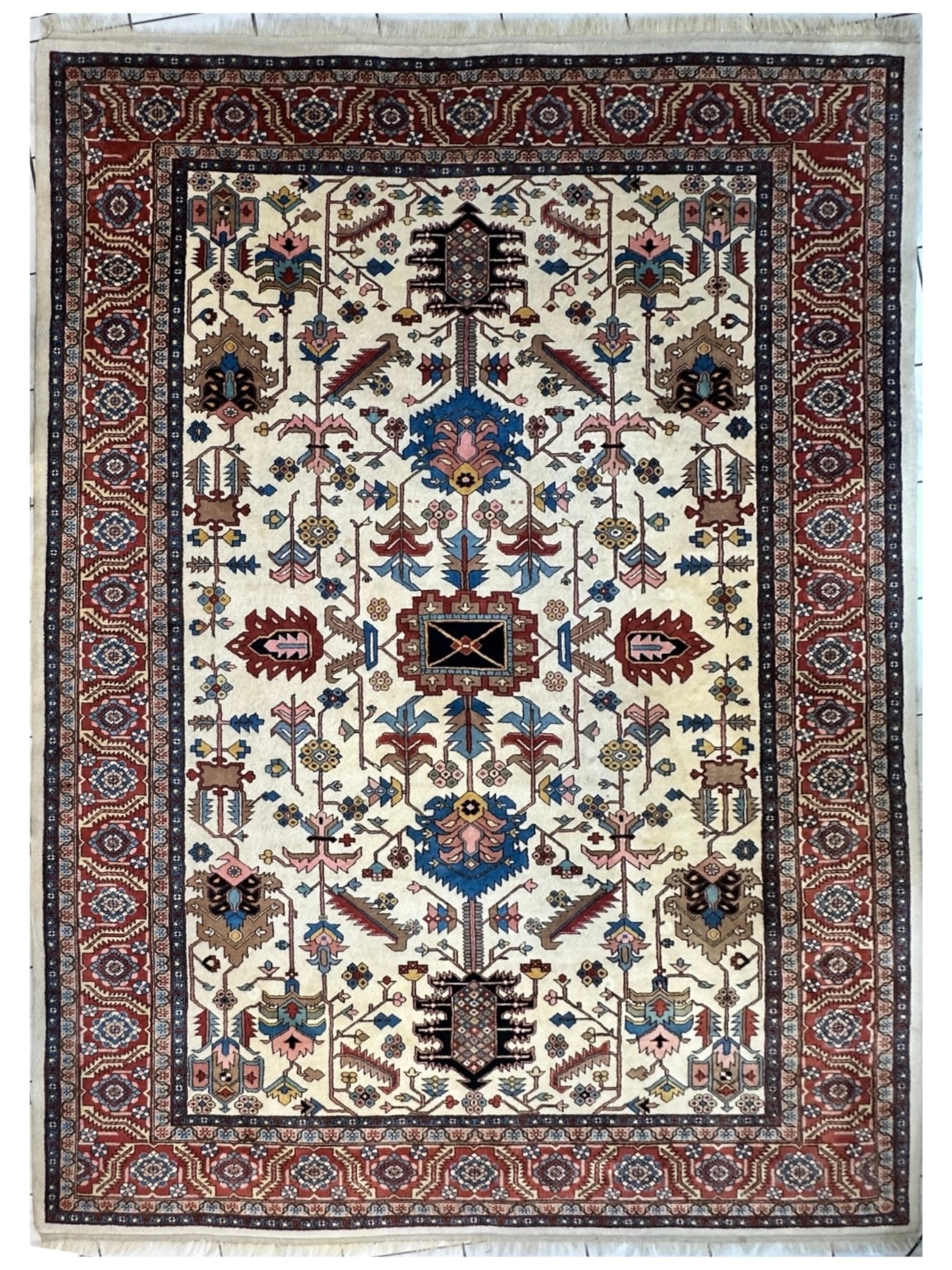 Hand-Knotted Vintage Afghani Serapi Wool Rug – 10'10" x 15'10" – Elegant Traditional Area Rug