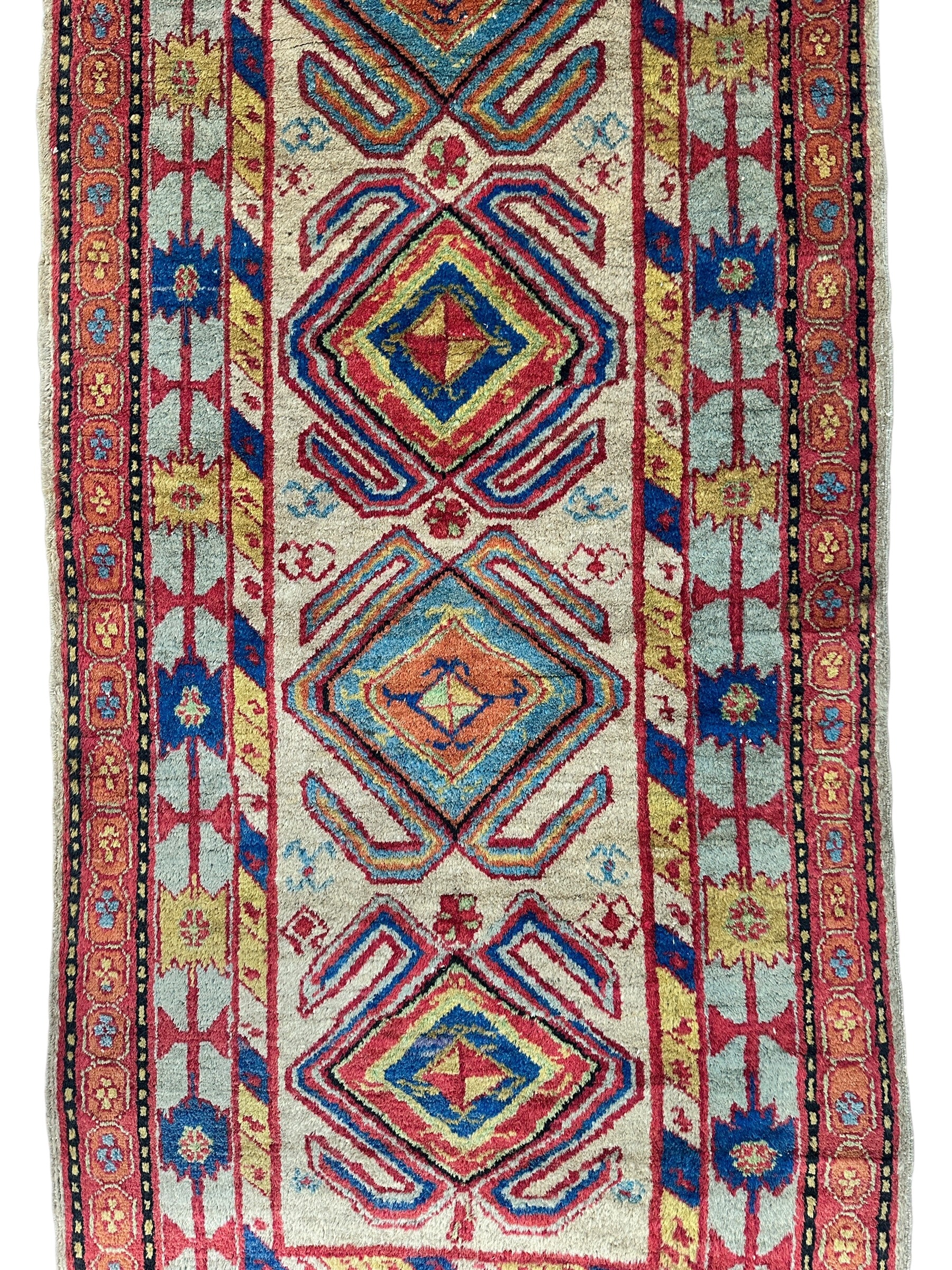 Antique Persian Lambran Runner Rug - 2'5" x 15'7" - Handwoven Wool, Circa 1930s