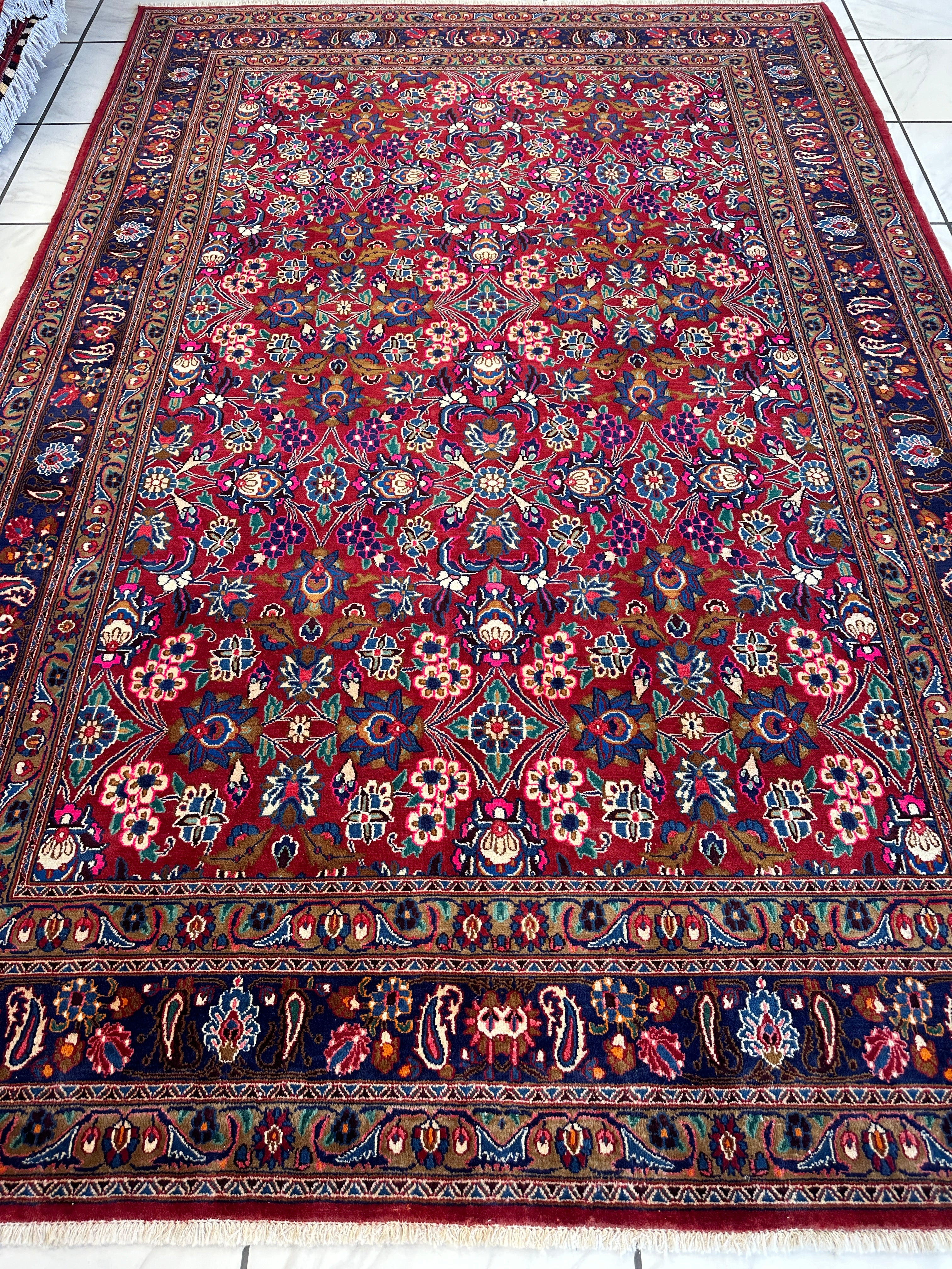 Persian Mashhad I Fine Allover Rug Wool 7 x 10