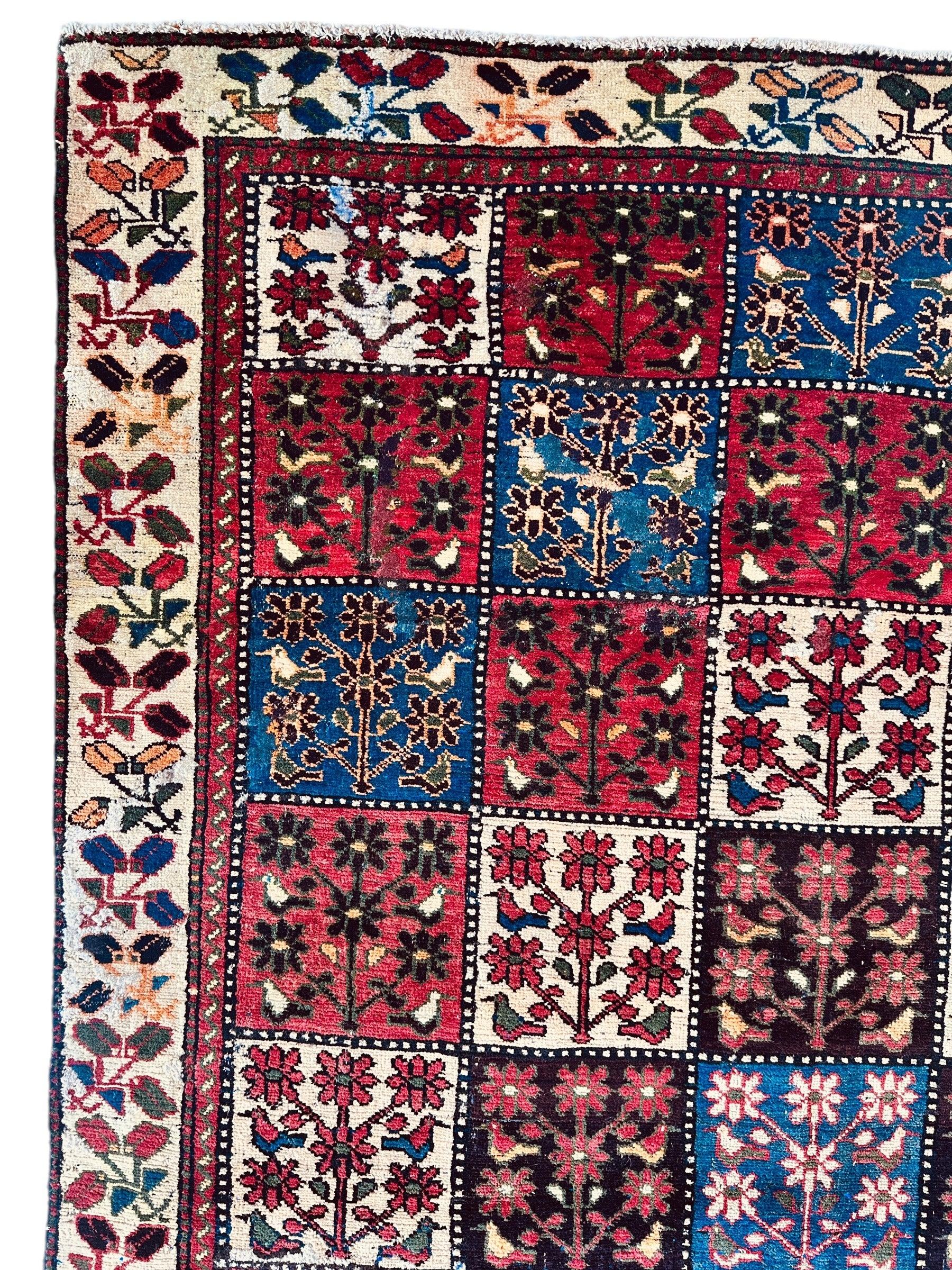 Vintage Persian Bakhtiari Garden Design" aka "4 Seasons Rug" | 6’3” x 9’