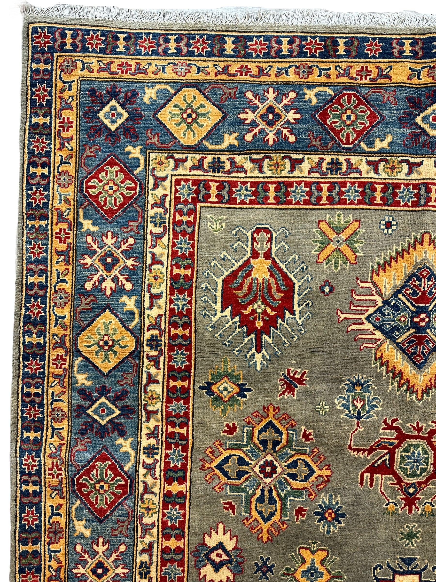 Fine Hand Knotted Afghani Super Kazak Rug 7 x 10