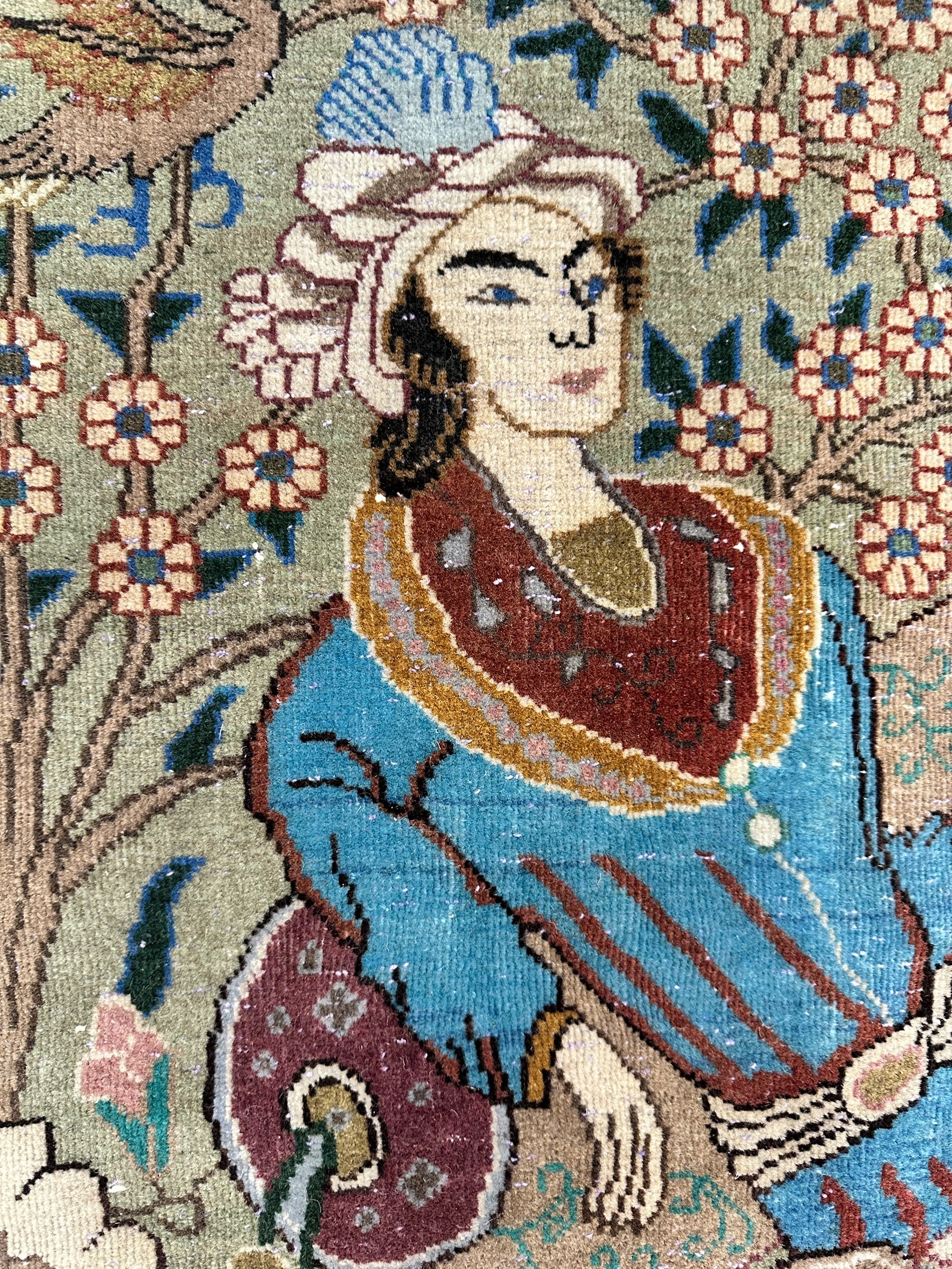 Small Persian Pictorial Wool Rug 26” x 37”