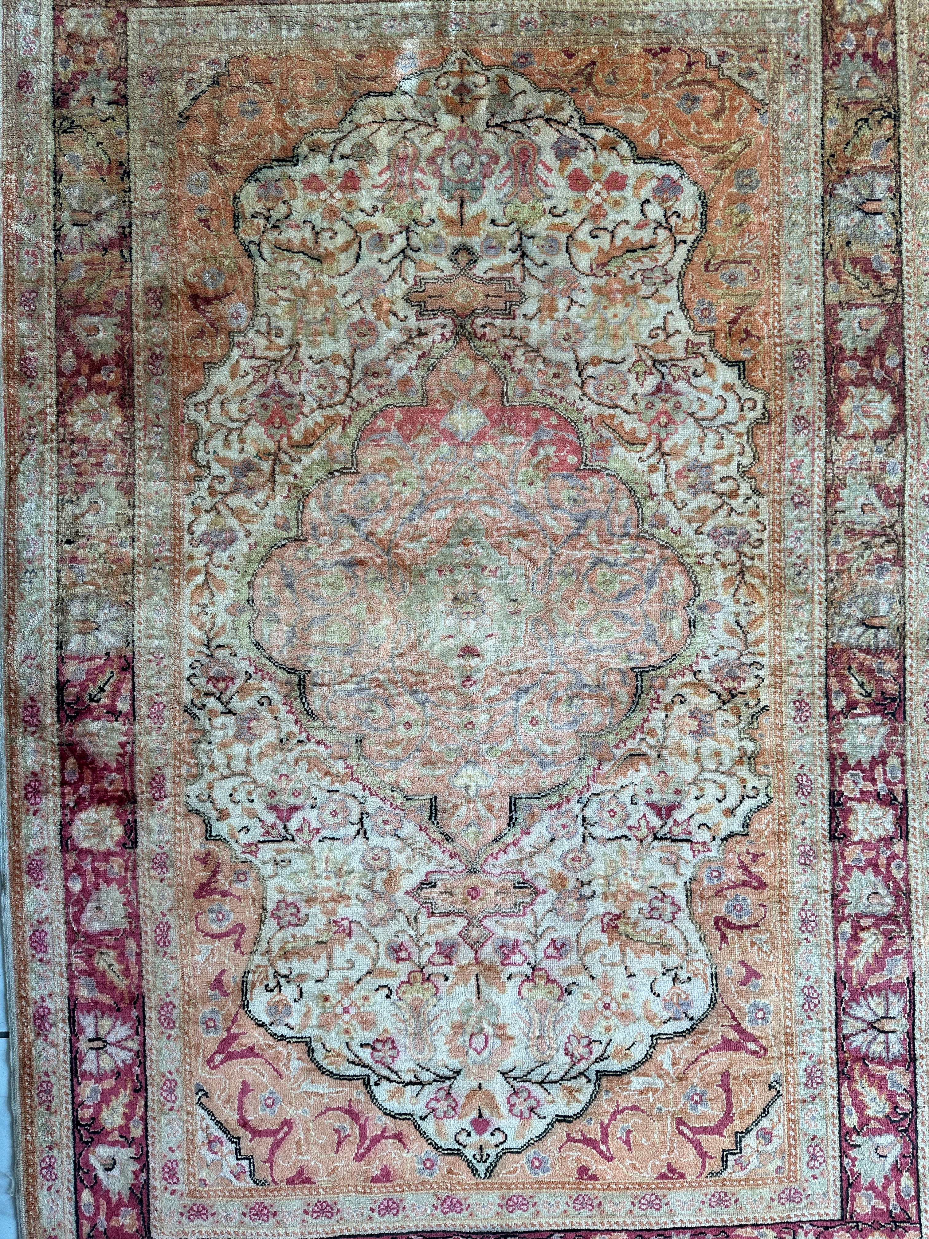 Vintage Hand-Knotted Turkish Kayseri Art Silk Rug 3’10” x 6’