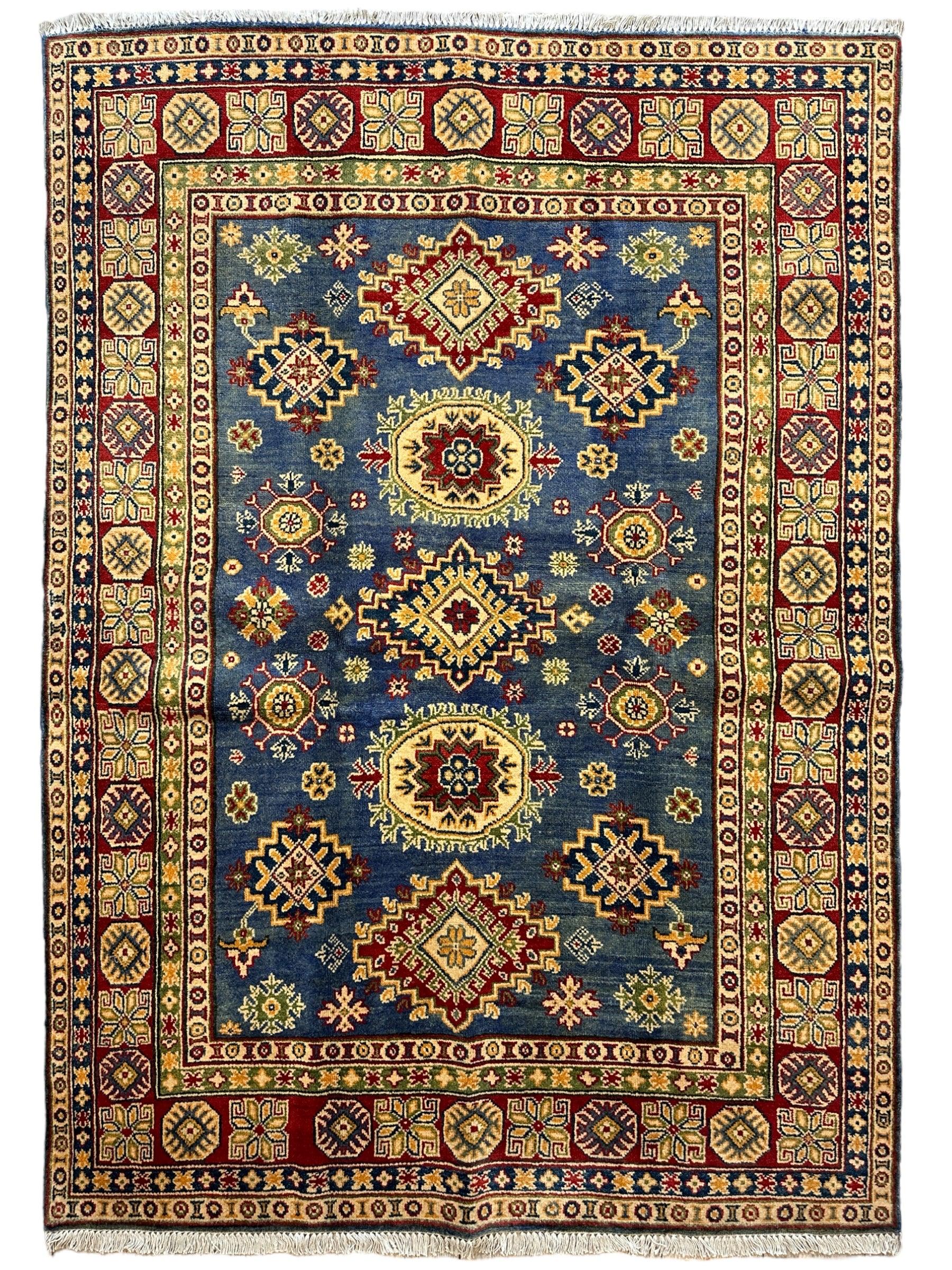 Fine Hand Knotted Afghani Super Kazak Rug 5 x 7