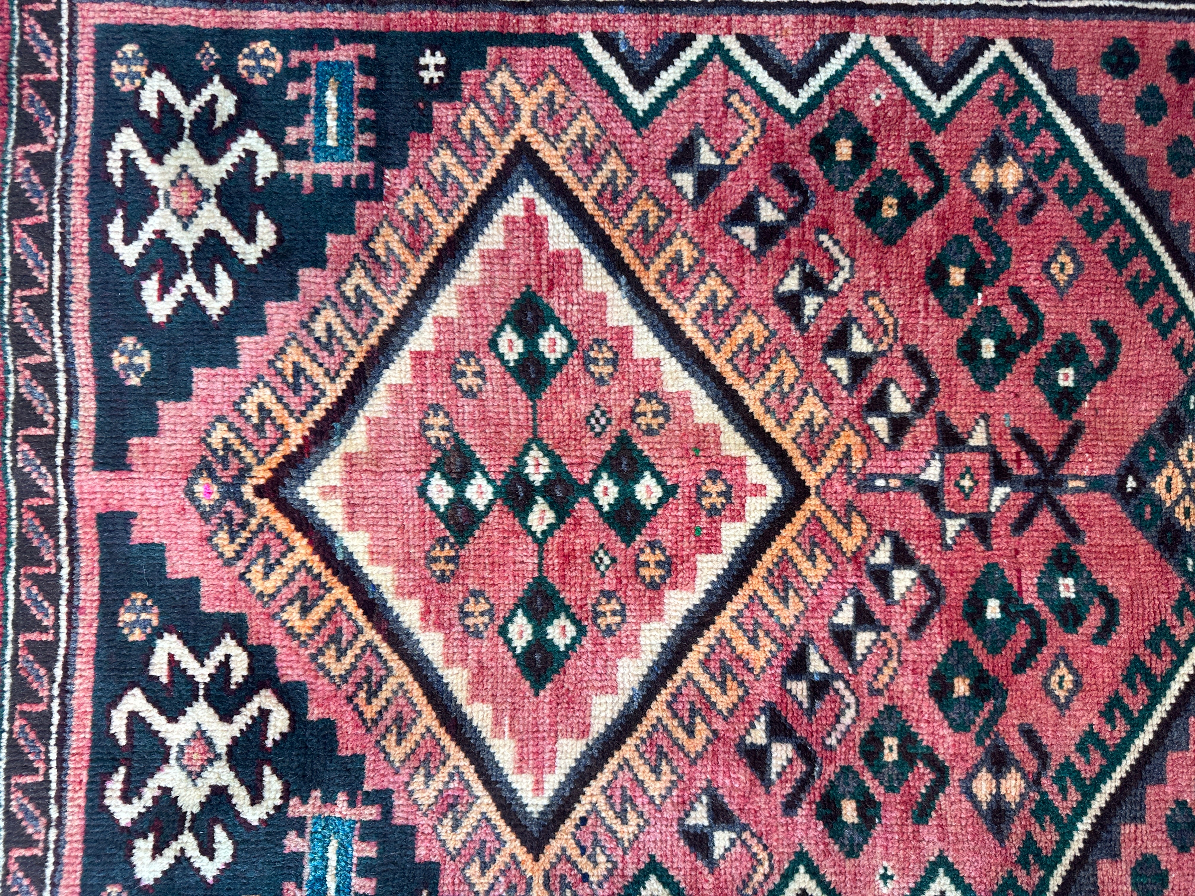 Vintage Persian Qashqai Wool on Wool Rug 3’8” x 6’