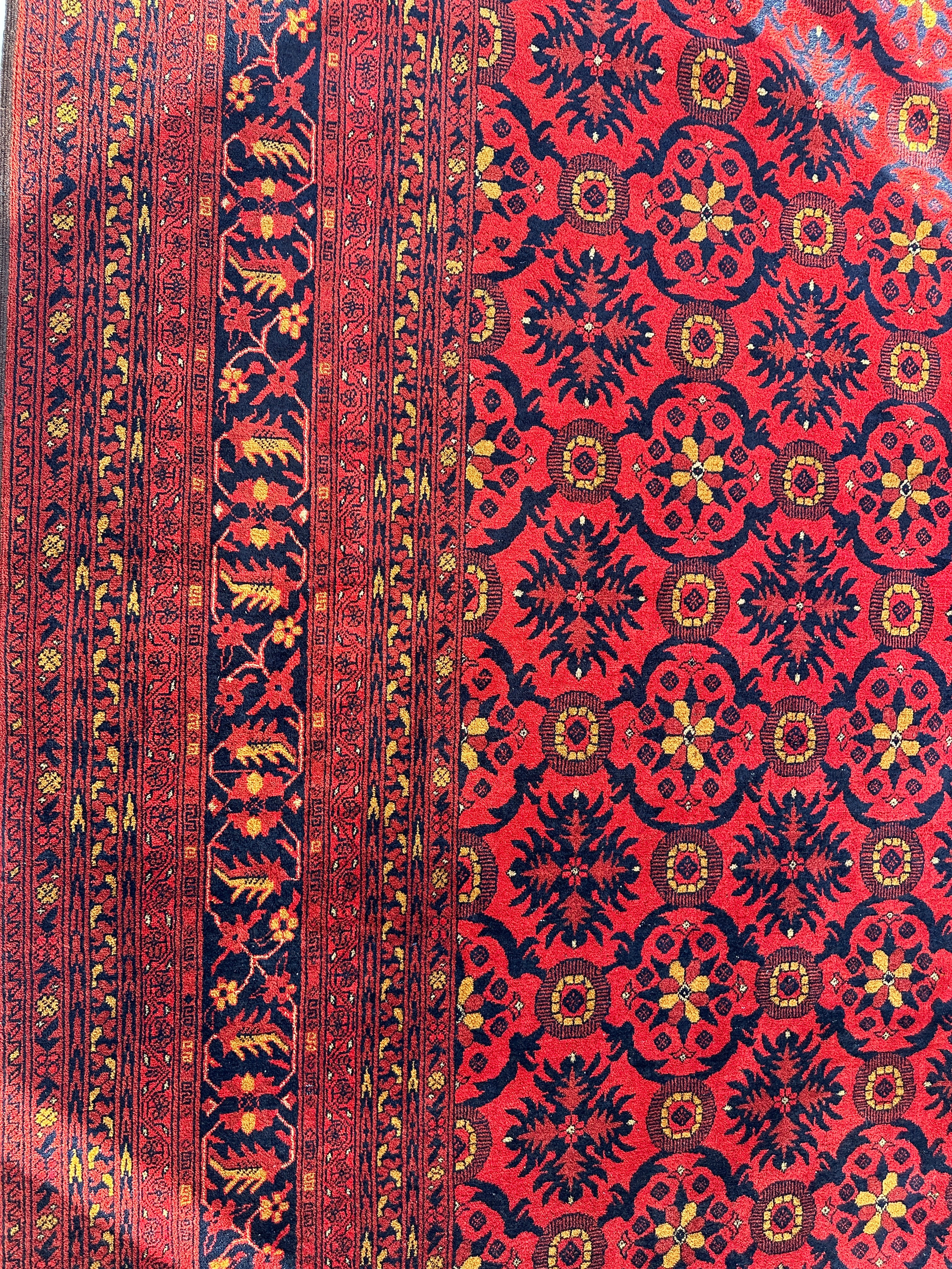 Vintage Afghani Dark Red Hand-knotted Wool Rug 8’6” x 11’6”