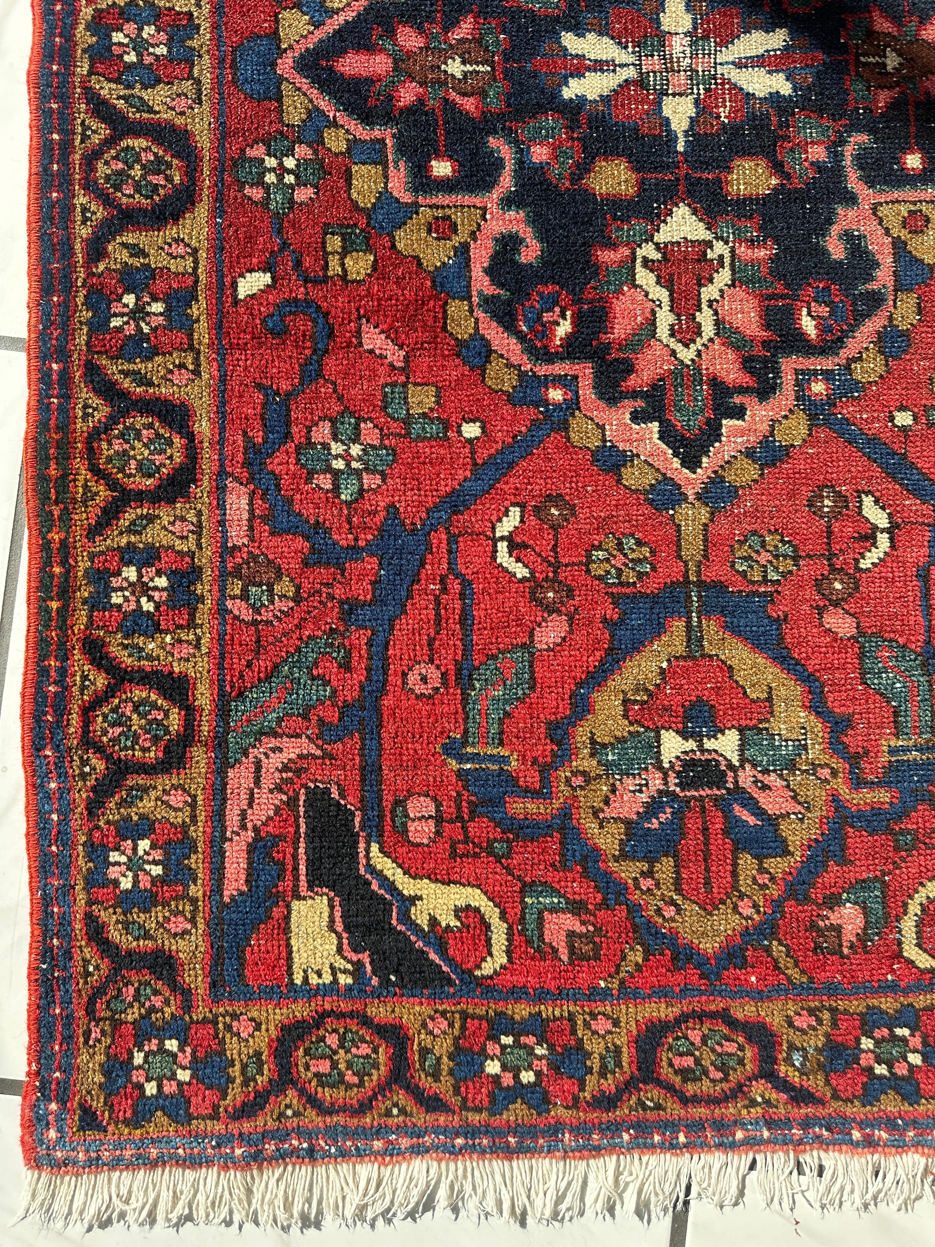 Hand-knotted Persian Hamadan wool Rug 2’8” x 4’6”