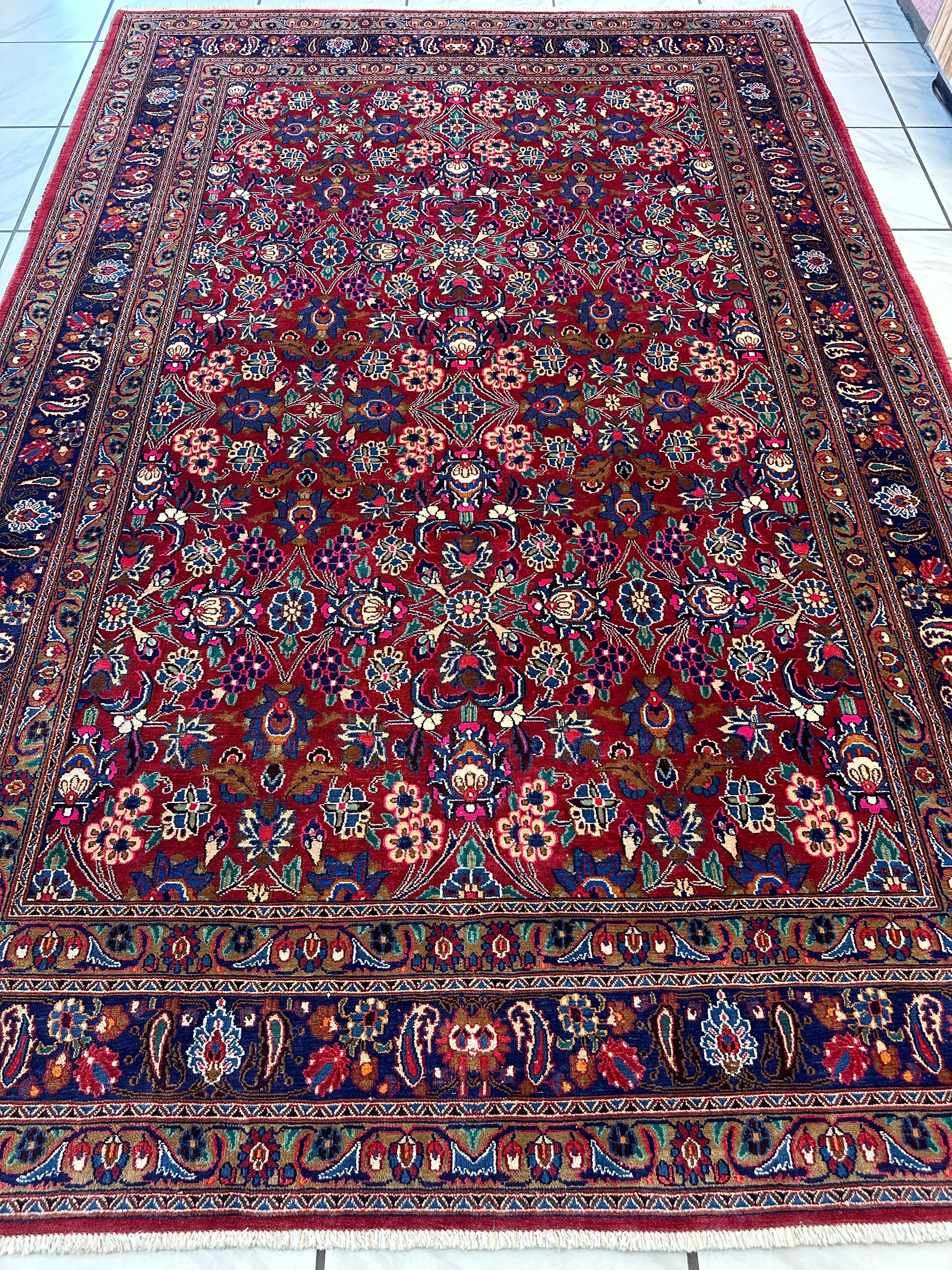 Persian Mashhad I Fine Allover Rug Wool 7 x 10