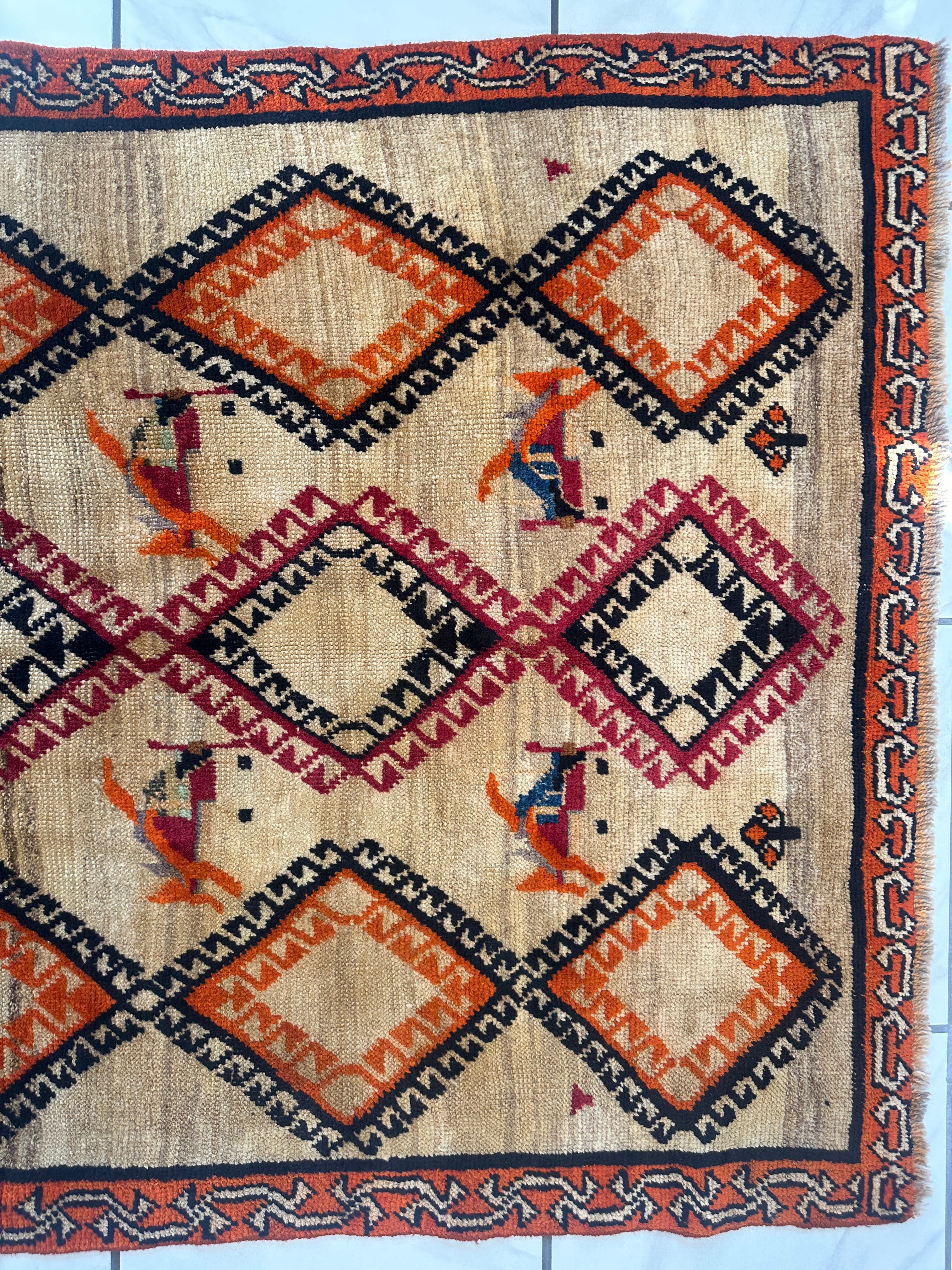 1950’s Gabbeh Qashqai Wool Rug 4’3” x 7’1”