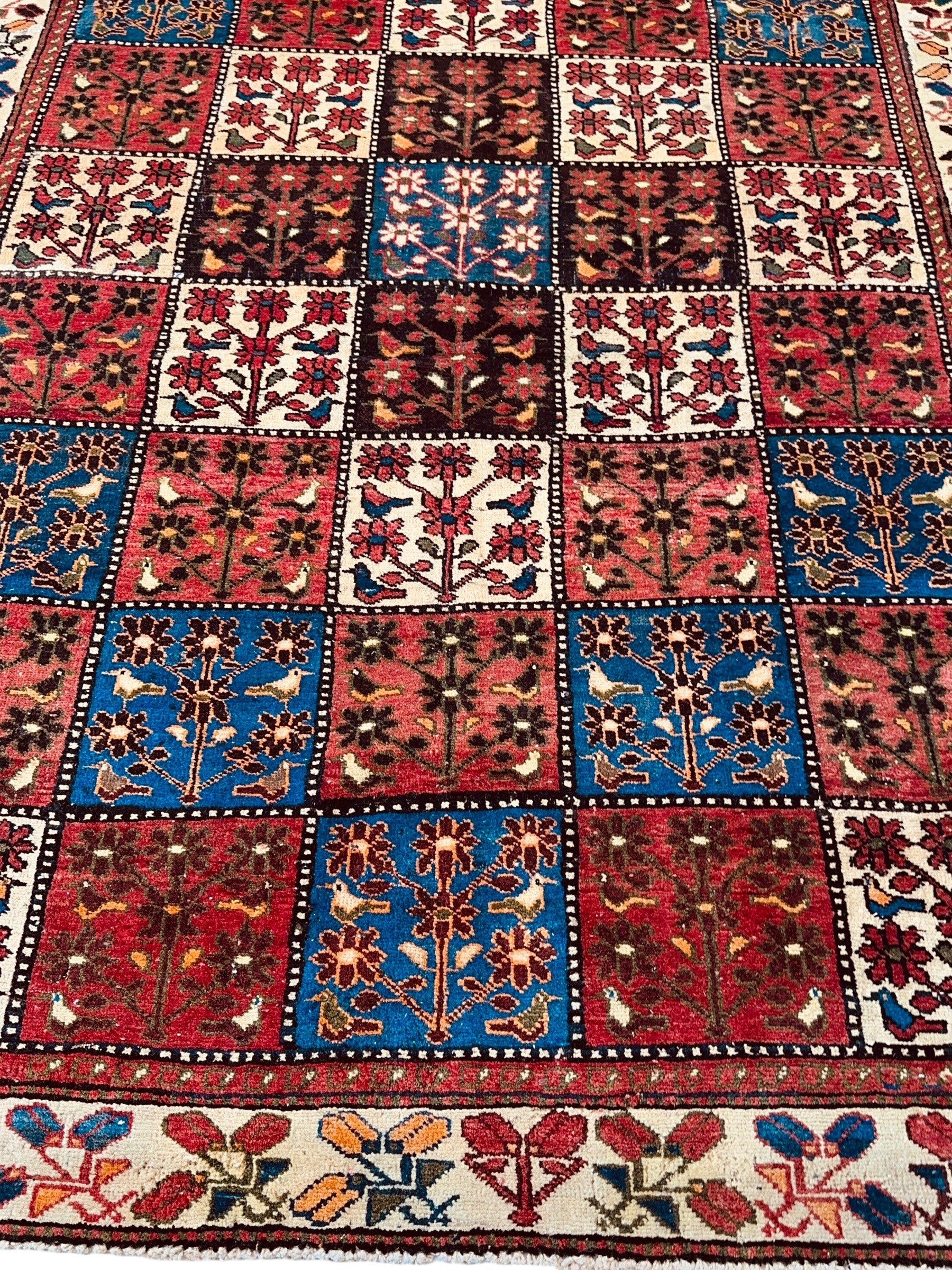 Vintage Persian Bakhtiari Garden Design" aka "4 Seasons Rug" | 6’3” x 9’