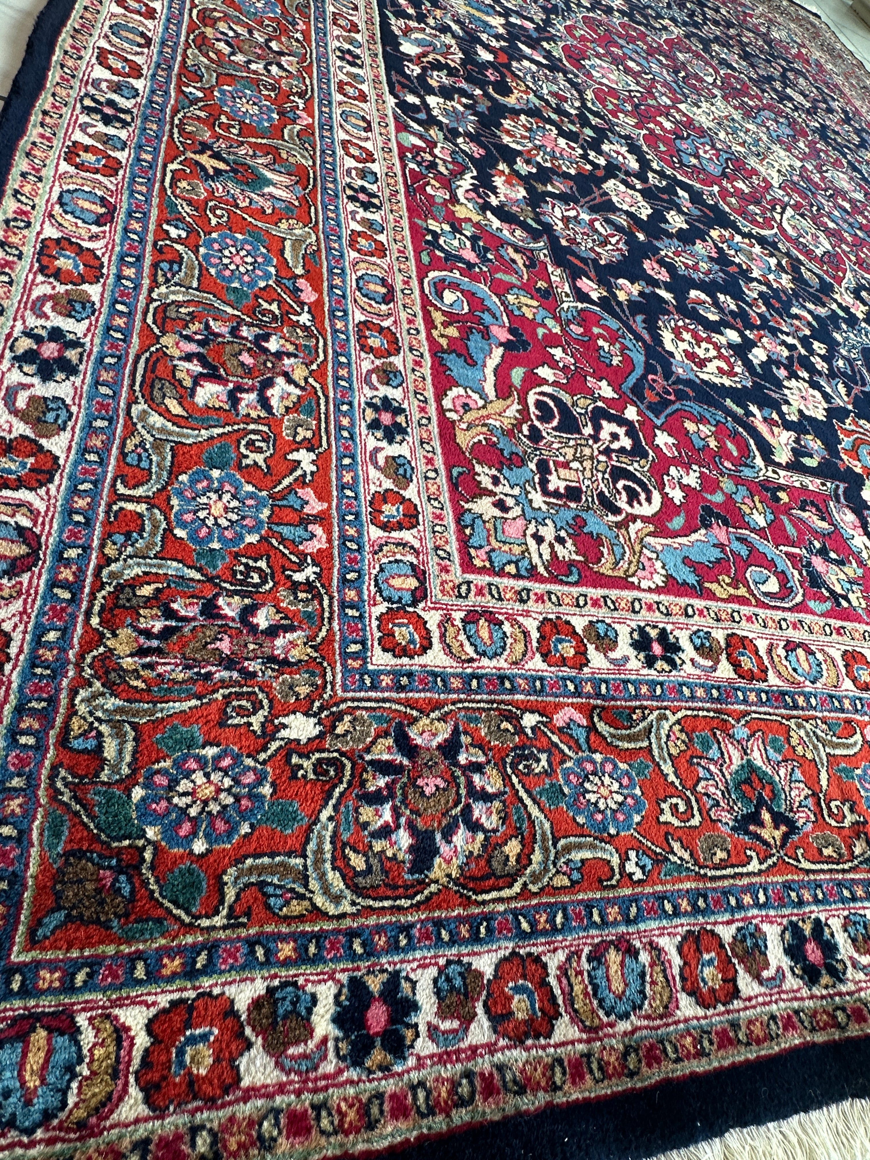 Persian Mashhad Hand Knotted Wool Area Rug 9’9” x 13’3”