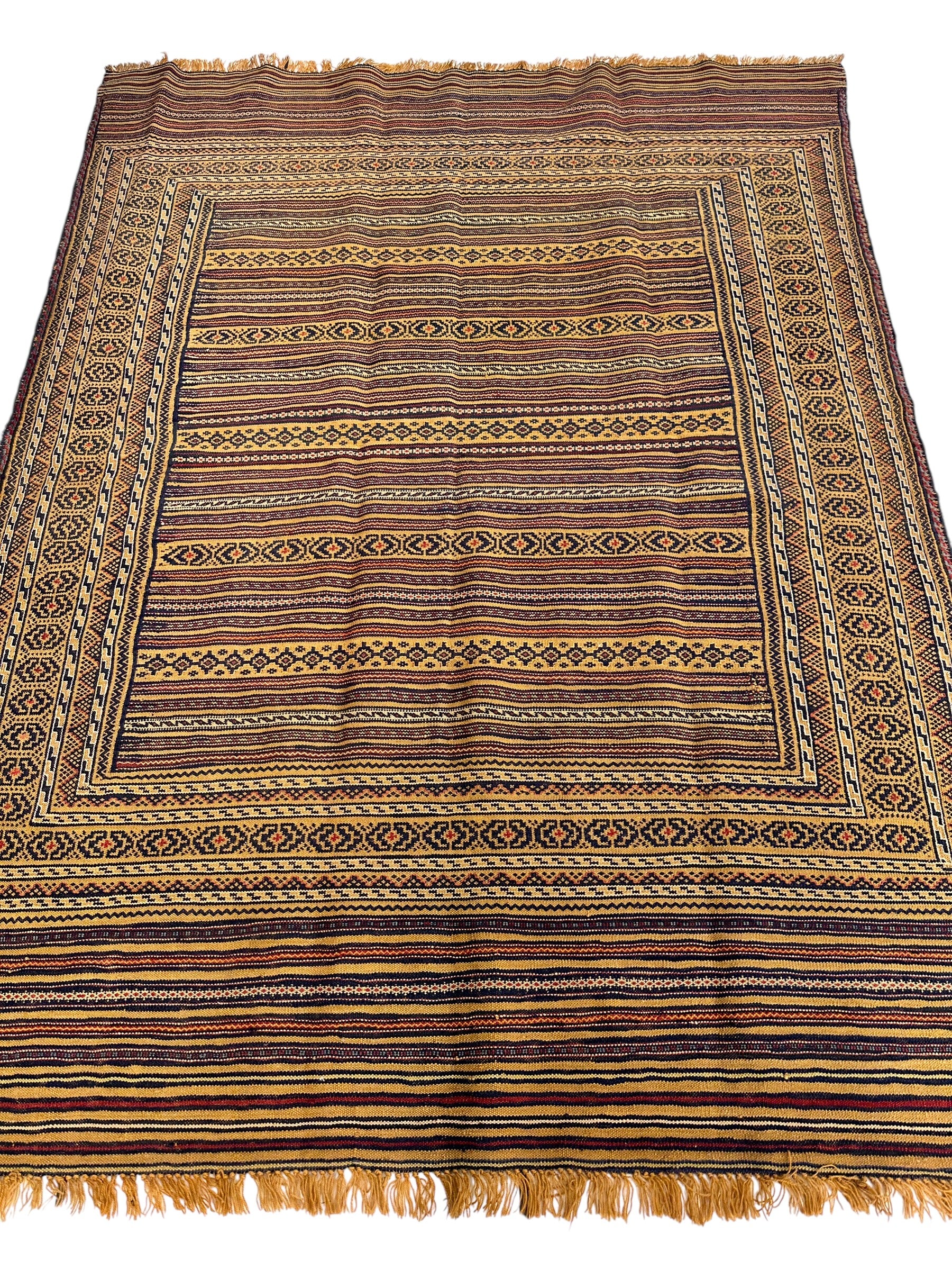 Hand-Woven Afghani Maliki Wool Kilim Rug - 4'5" x 6'