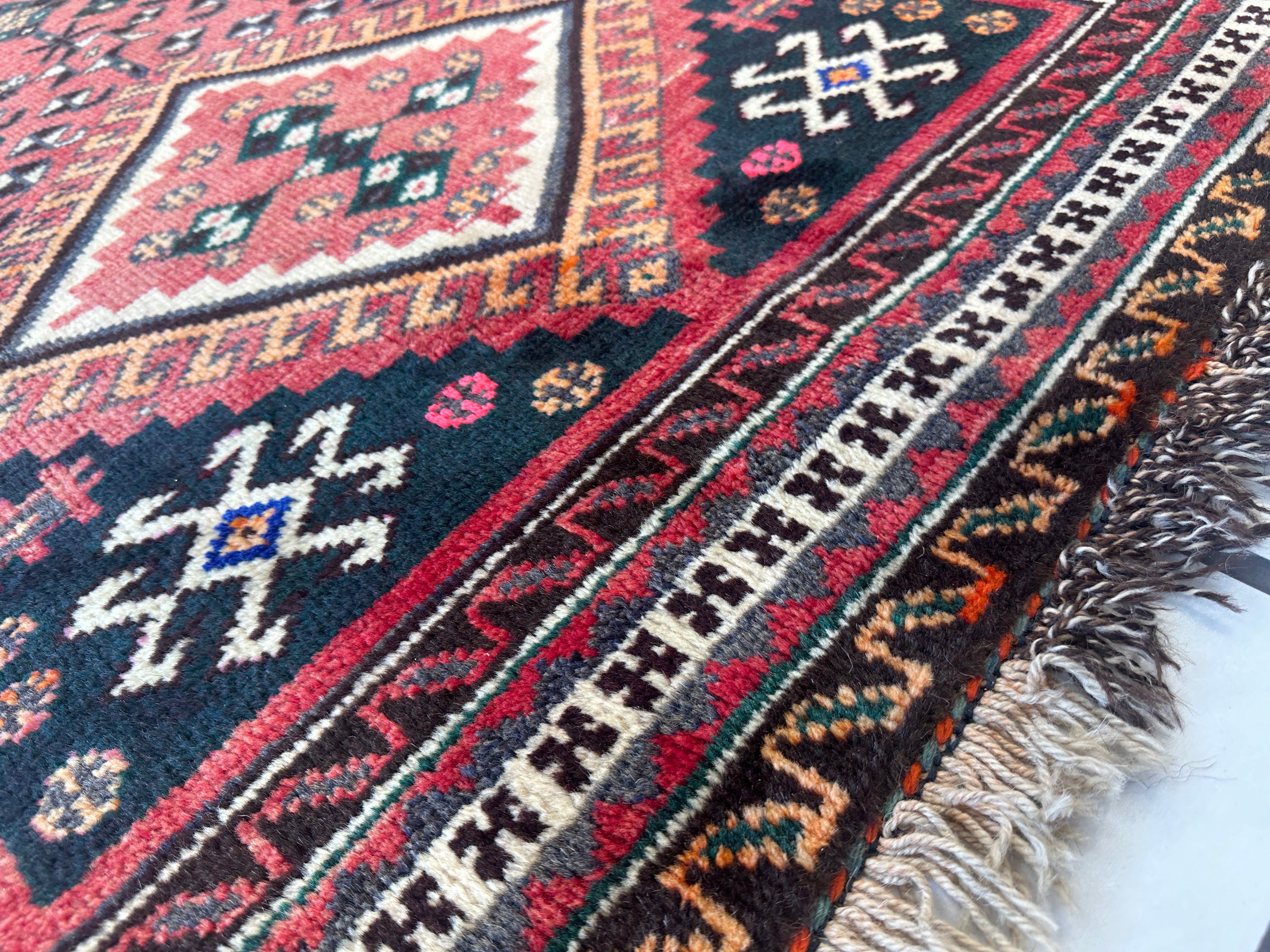 Vintage Persian Qashqai Wool on Wool Rug 3’8” x 6’