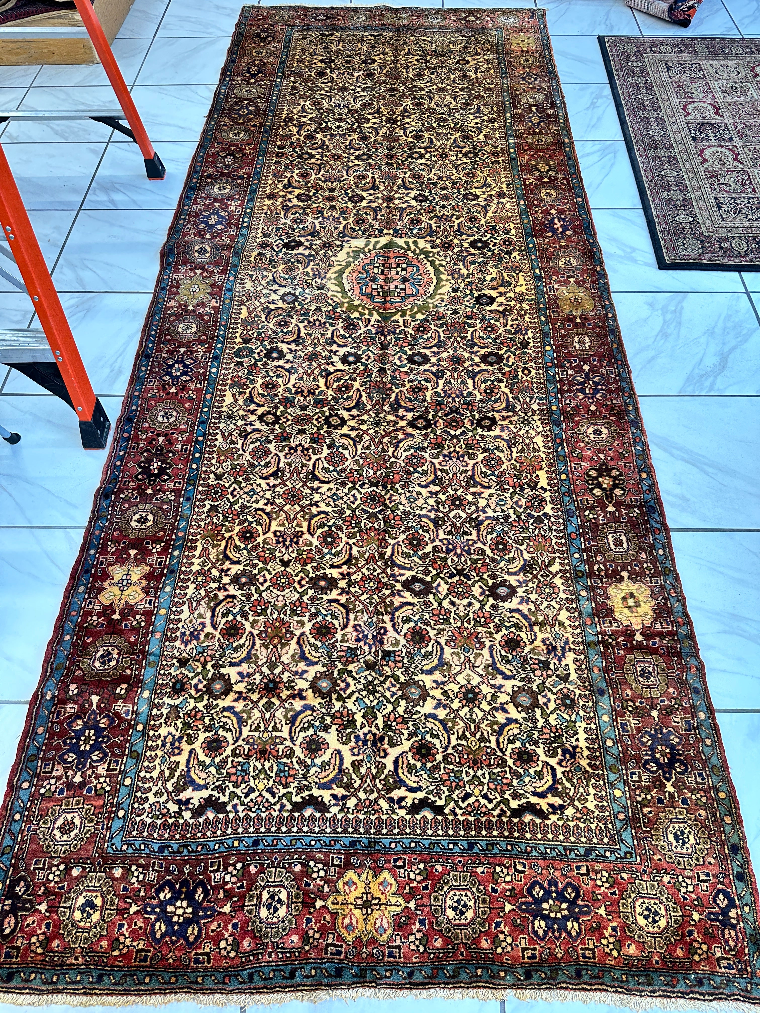 Hand-Knotted Persian Bidjar Herati Wool Runner – 4'11" x 13'2" – Durable Traditional Rug